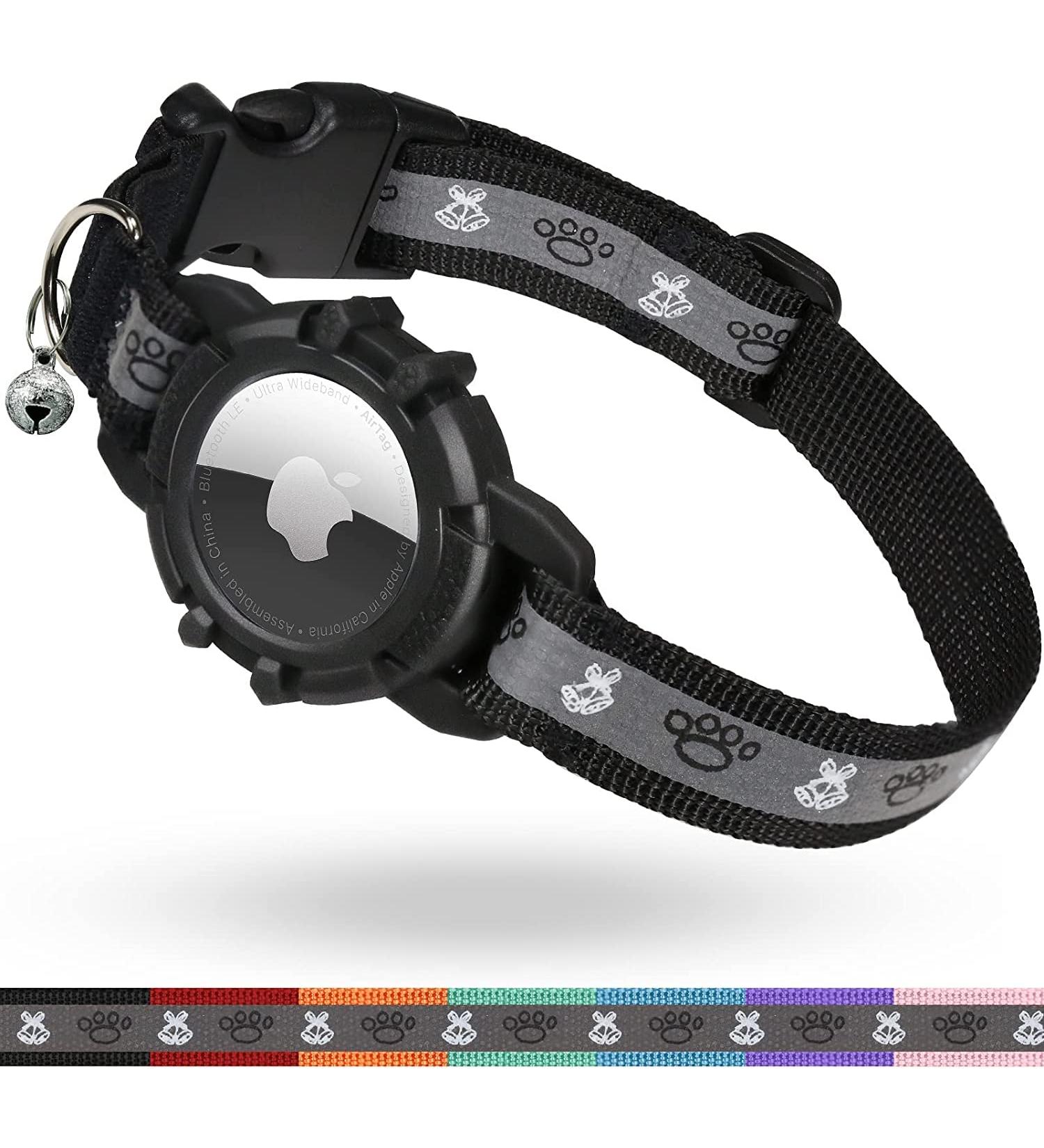 JiaraRui Reflective AirTag Cat Neck Band - Adjustable GPS Collar for Cats & Puppies - Black 7-9 inch - Buy Online on GoSupps.com