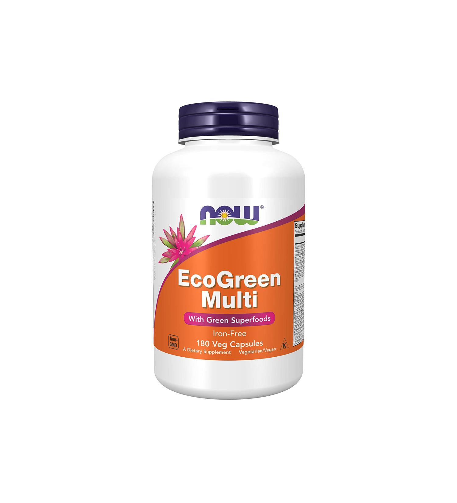 Now Foods EcoGreen Multi Iron-Free - 180 Veg Capsules for Optimal Health - Buy Online on GoSupps.com