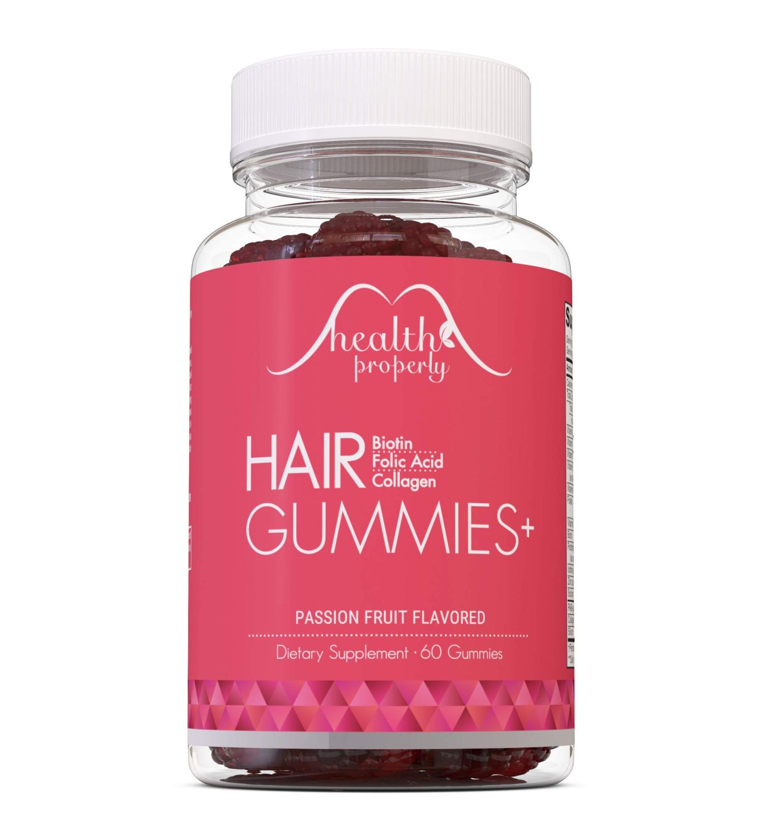 Healthy Hair Growth Gummies with Collagen & 6000mcg Biotin - Hair, Skin, and Nails Vitamin for Men & Women - Buy Online on GoSupps.com