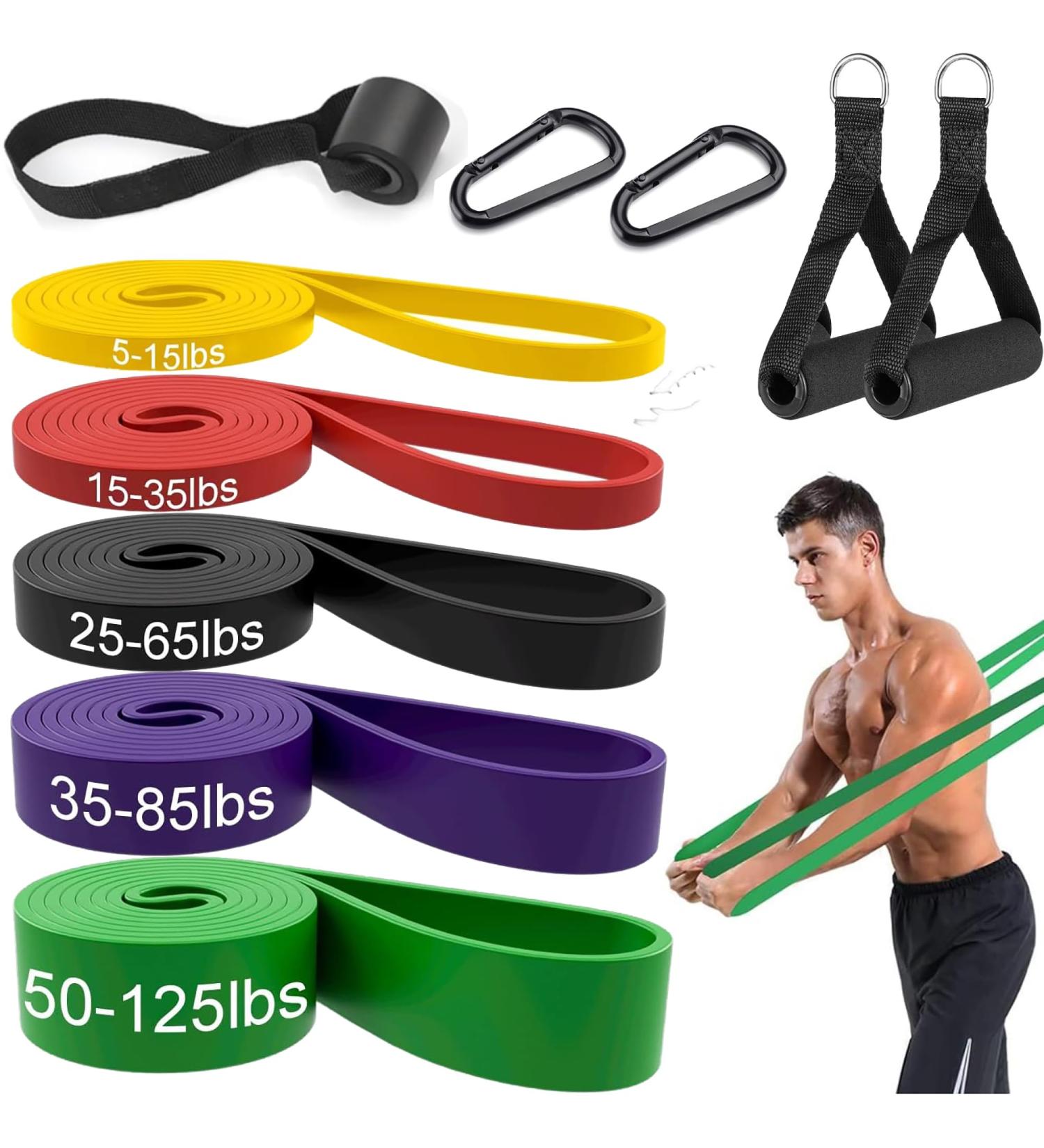 Resistance Bands with Door Anchor Handles Resistance Exercise Bands Resistance Bands Set for Heavy Strength Exercise Training Pull Up Assist Bands Workout Bands for Gym Fitness Green Purple Black Red Yellow 5 - Buy Online on GoSupps.com