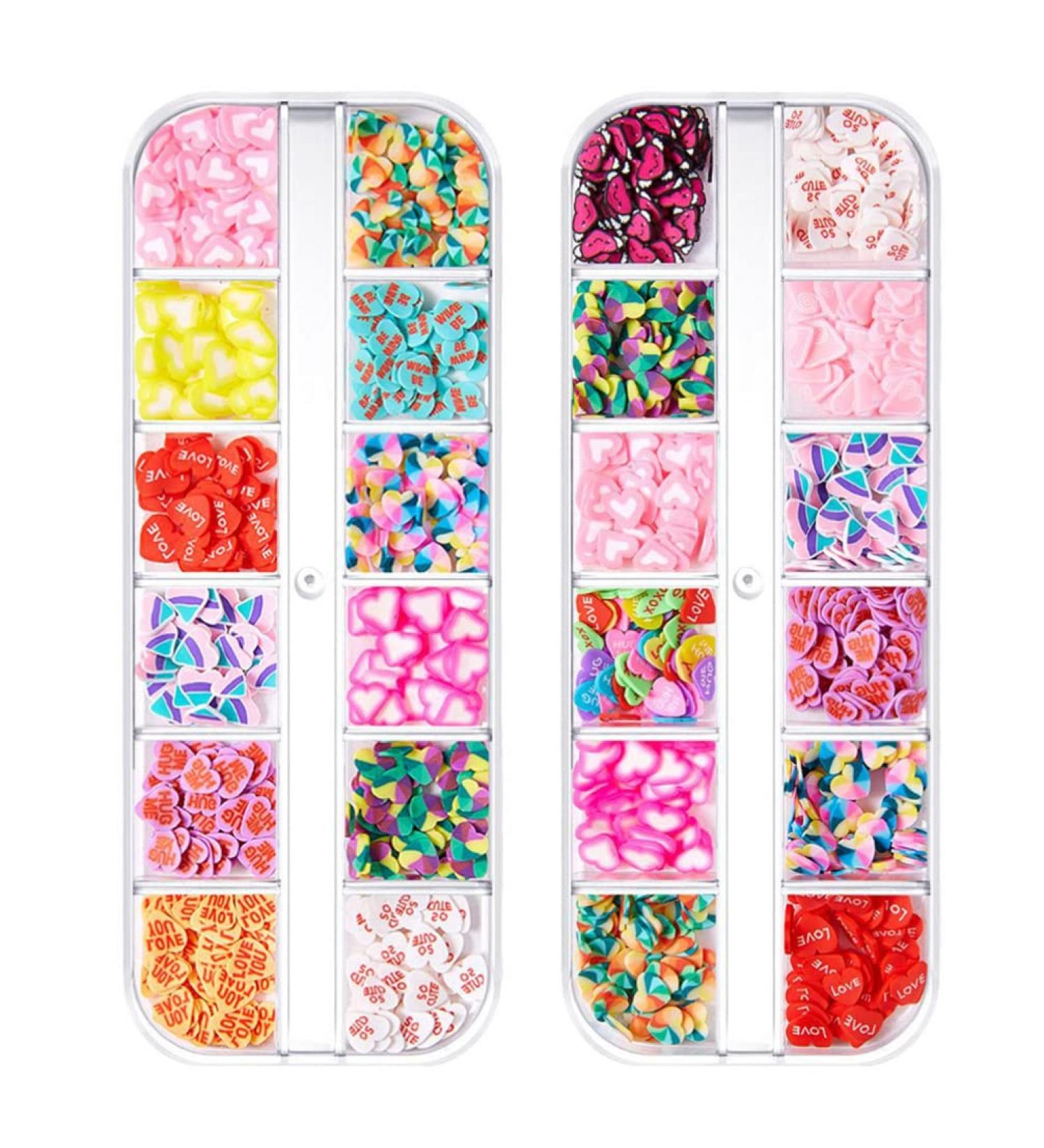 Love Nail Charms 2 Boxes Love Heart Nail Art Slices 3D Nail Art Stickers DIY Polymer Clay Slice Charm for DIY Crafts Nail Art Cellphone Decoration Manicure Tool Nail Charms Nail Art Studs - Buy Online on GoSupps.com