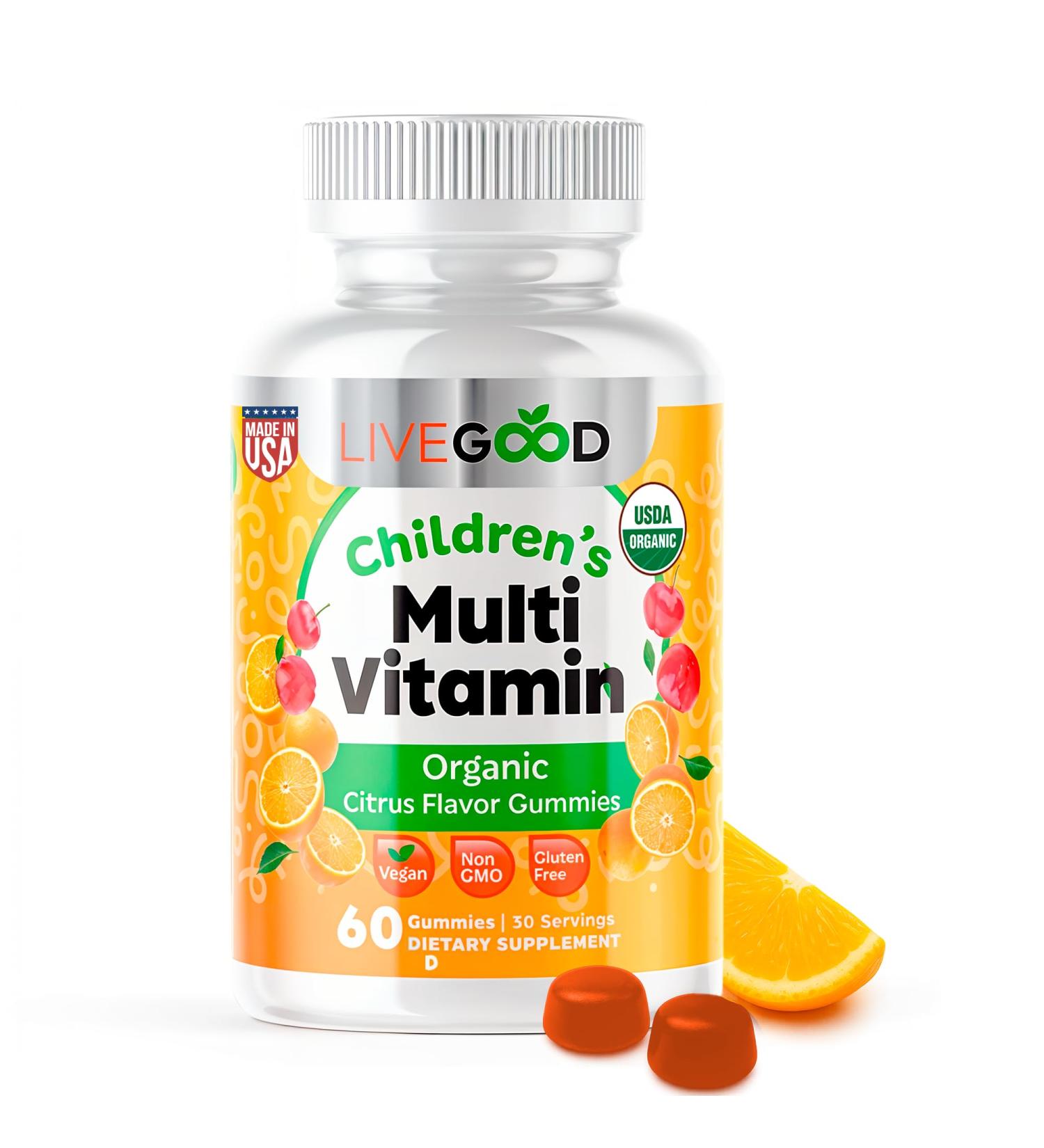 LIVEGOOD Organic Children s Multivitamin Gummies Kids Multivitamin Vitamin D for Toddlers and Children Organic Kids Chewable Vitamins for Immunity Growth and Energy (60 Count) - Buy Online on GoSupps.com