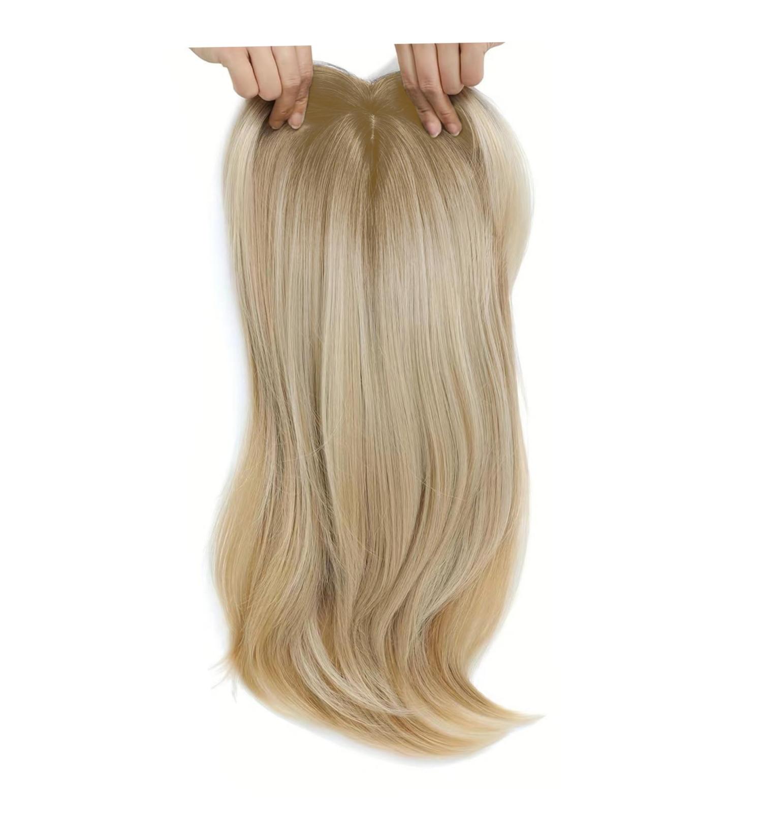 Clip in Bangs Clip in Hair Pieces 18 In Natural Ombre Brown Blonde Curved Clip Bangs Breathable Realistic Lightweight Daily Wear Fake Fringe Human Hair Toppers - Buy Online on GoSupps.com