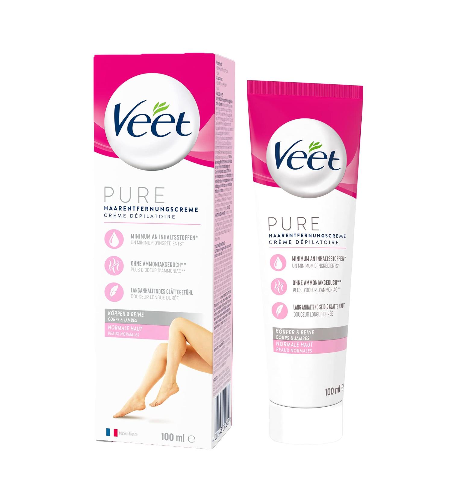 Veet PURE Hair Removal Cream for Body & Legs - 100ml | Normal Skin | Gentle & Effective eCommerce Shipping Internationally - Buy Online on GoSupps.com