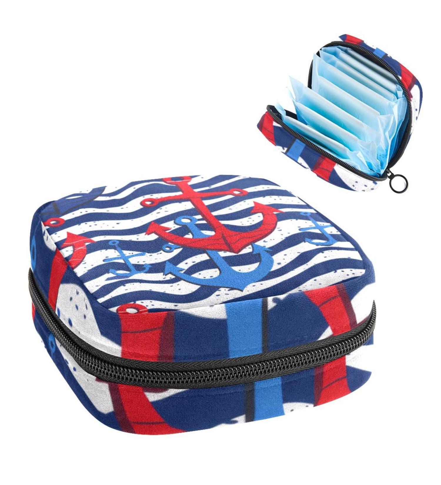 Large Capacity Storage Bags for Women - Organize Bandages Menstrual Cups & Makeup - Travel-Friendly Fish Pattern in Blue Sea Life - 4.7x6.6 - Buy Online on GoSupps.com