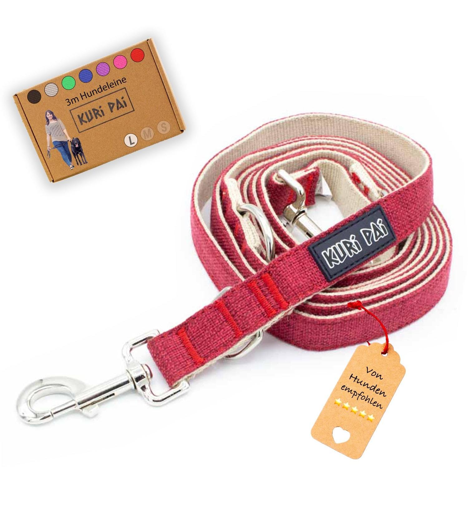 Buy Kuri Pai 3m Dog Leash for Large Dogs - Comfortable & Sustainable Hemp - Red/Beige | Ideal Rehabilitation Leash - Buy Online on GoSupps.com