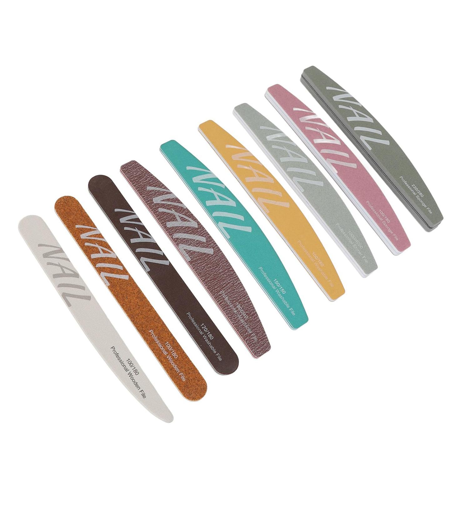 9 Piece Professional Nail File Set for Acrylic Nails Efficient Manicure Tools with Sand Strip Set for Nail Care - Buy Online on GoSupps.com