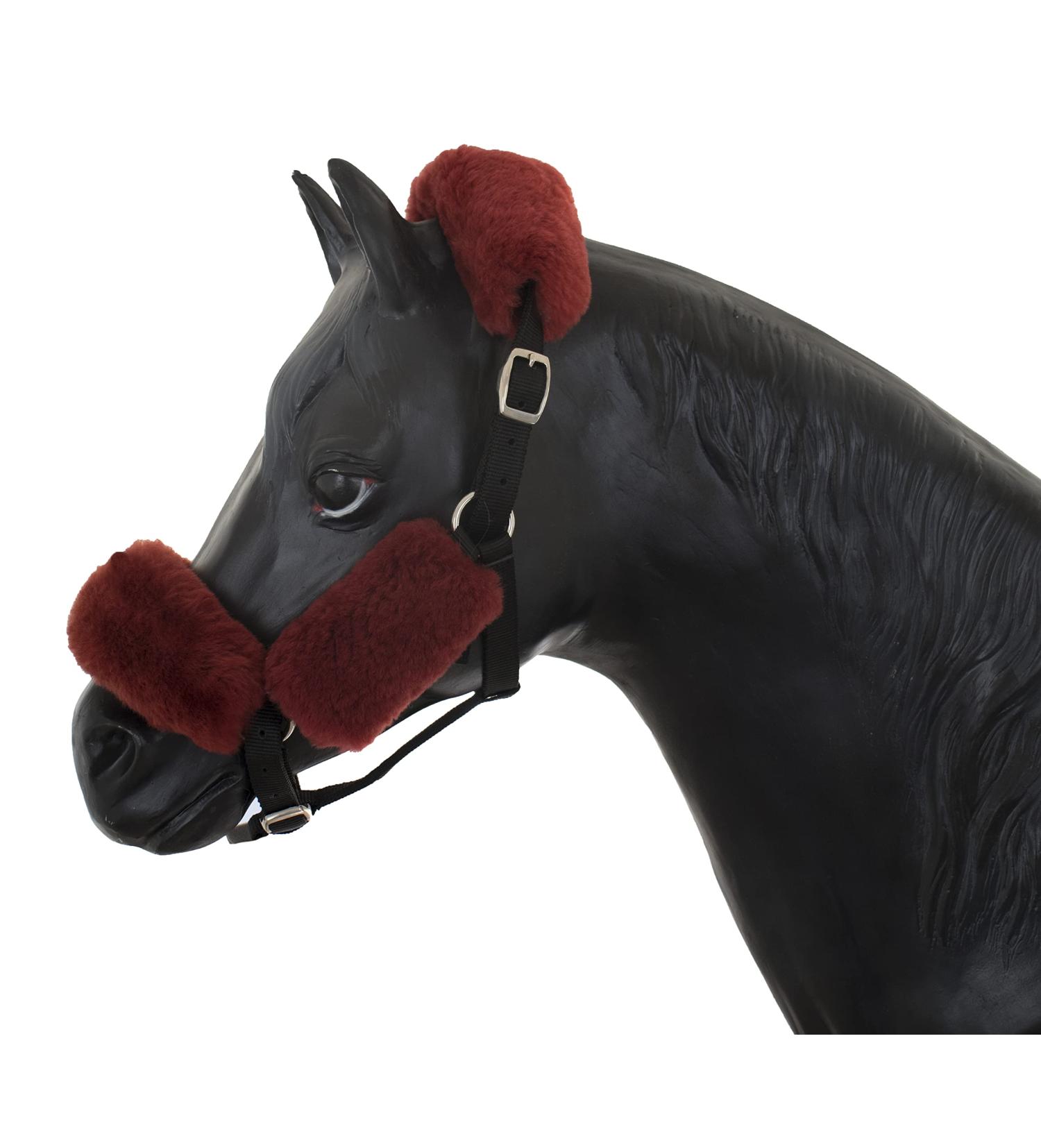 Angel Reitsport Halfter Set (4-pc.) Incl. Nasal saver neck saver and 2x baking piece cover Set4 Color: 12 lambskin colors for choice bordeauxx