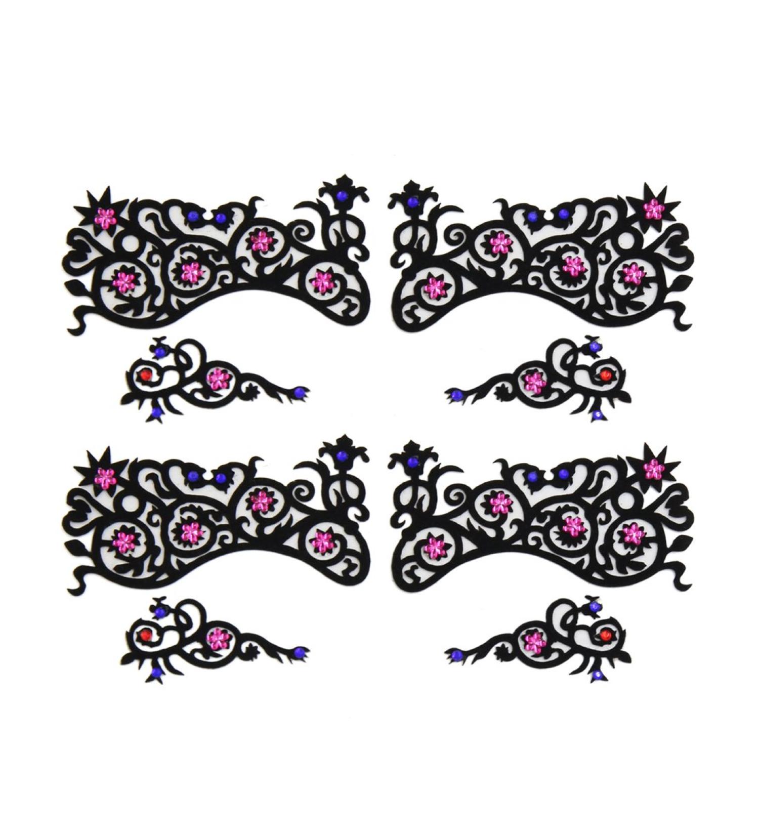 Ruilogod 2 Pairs Lace Hollow Eye Beauty Sticker Eyeshadow Decoration for Masquerade Party