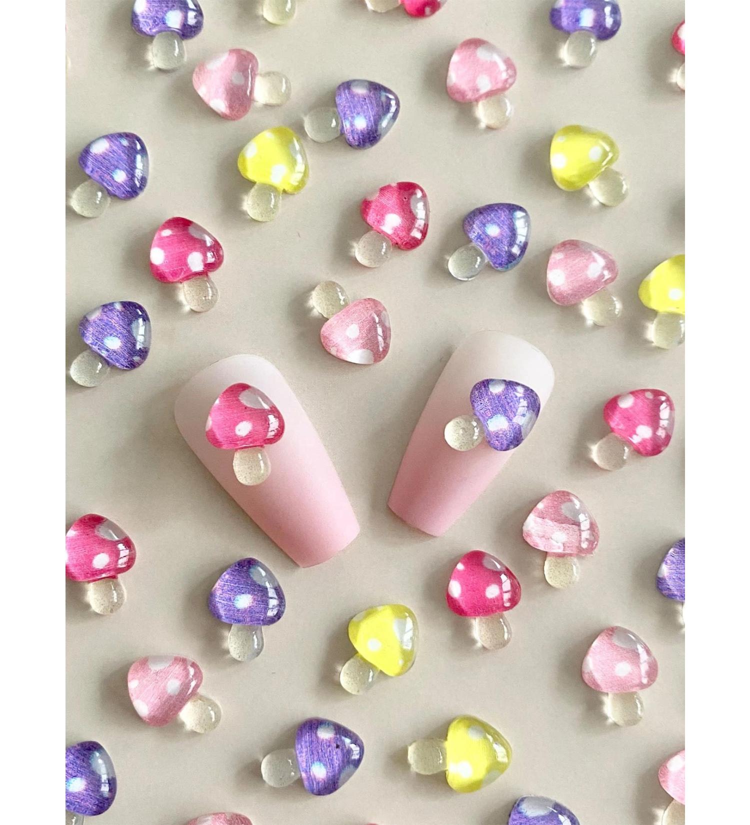 20pcs Mushroom Fruit 3D Nail Art Charms Mushroom Mini Cabochon Nail Art Fruit Decoration DIY Nail Charms Nail DIY Supplies