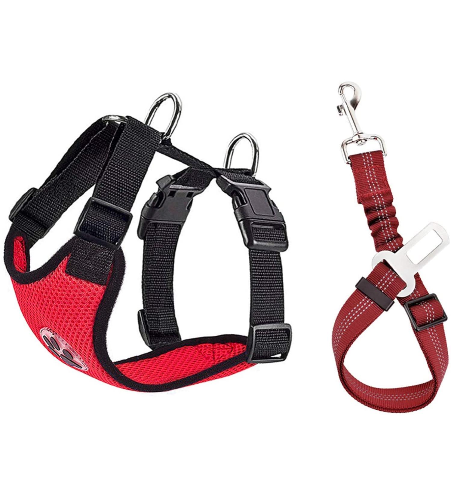 Slowton Dog Harness with Seat Belt for Car | Breathable Latex Network Tissue | Safety Harness for Everyday Sports | Vermilion Color | Size S - Buy Online on GoSupps.com