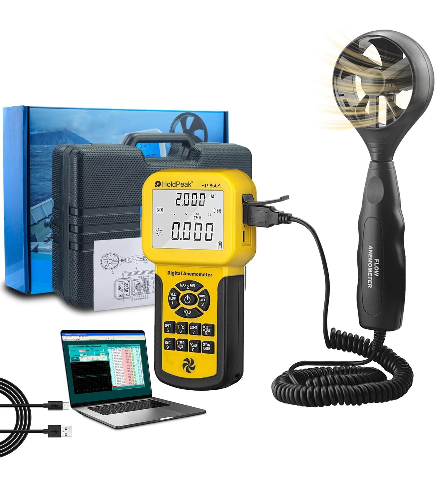 Holdpeak 826A Anemometer - Digital Wind Speed & Temperature Meter with Data Logger | / | Max/Min/Average/Current | Yellow - International Shipping Available - Buy Online on GoSupps.com