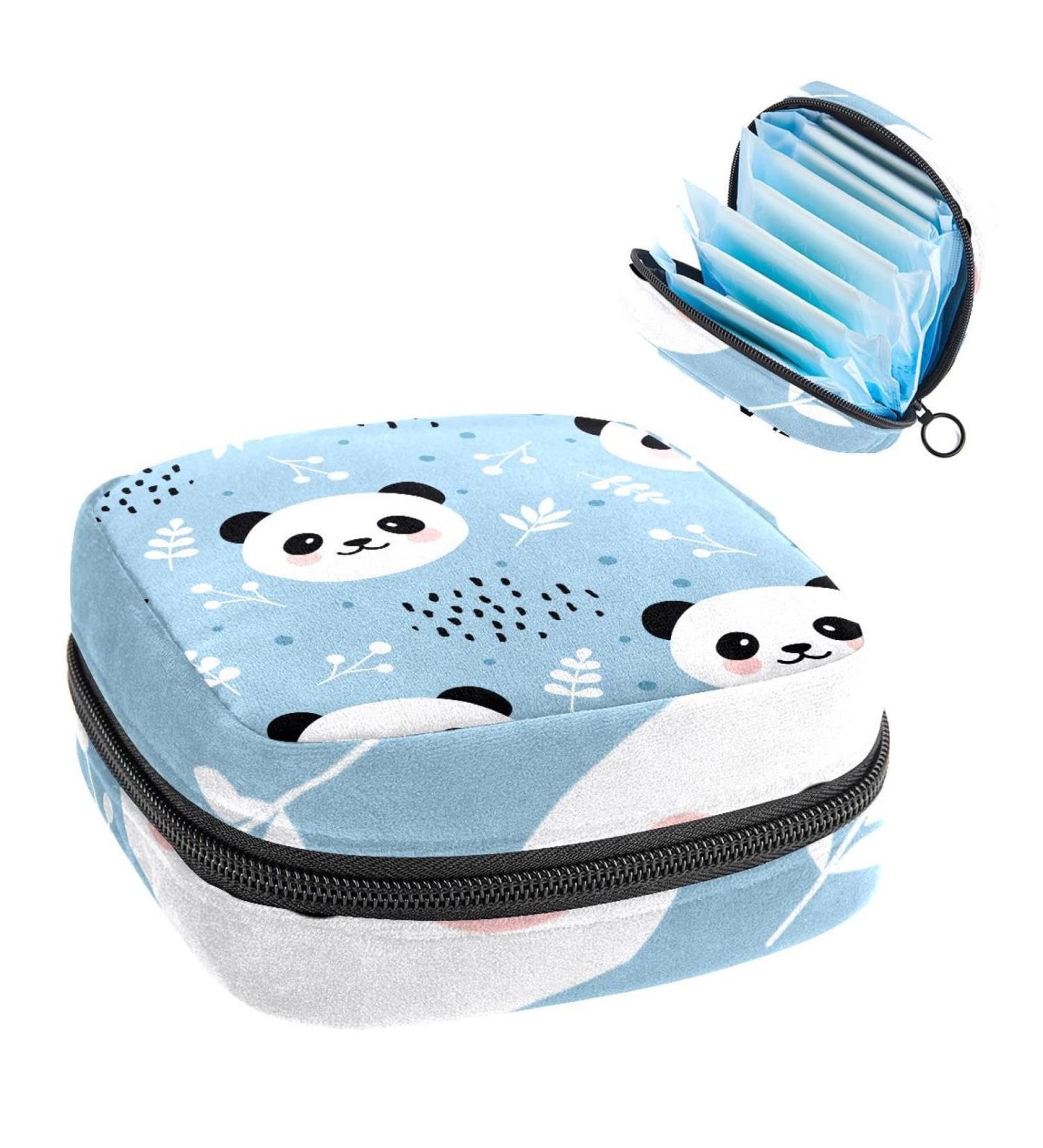 GIAPB Sanitary Napkin Storage Bag | Period Pouch & Makeup Bag | Panda Blue Pattern - Buy Online on GoSupps.com