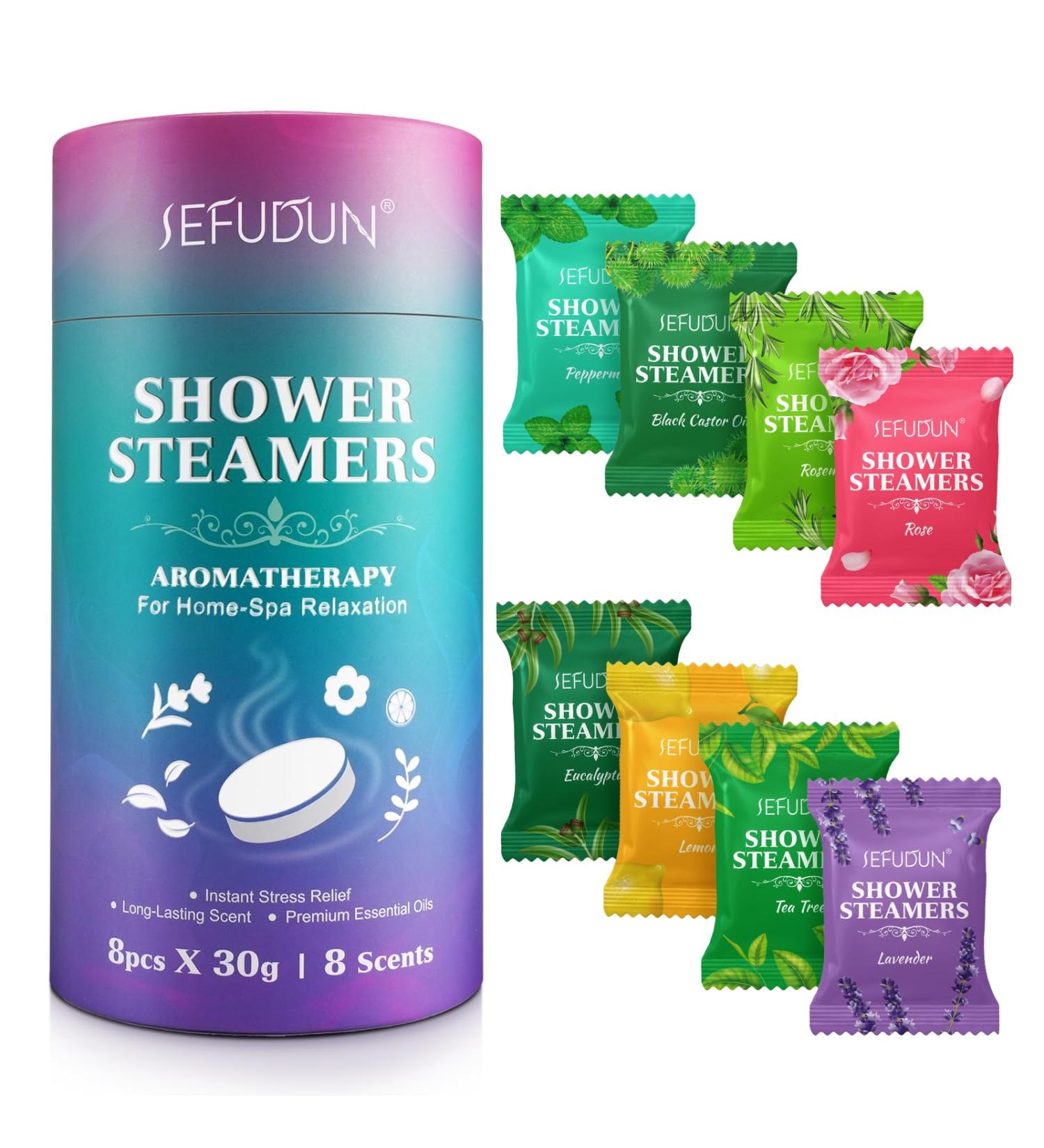 Shower Steamers Aromatherapy for Women and Men 8 Pack 8 Scents Shower Bombs with Natural Essential Oils for Home Spa Self Care Stress Relief and Relaxation Nasal Relief Birthday Gifts - Buy Online on GoSupps.com