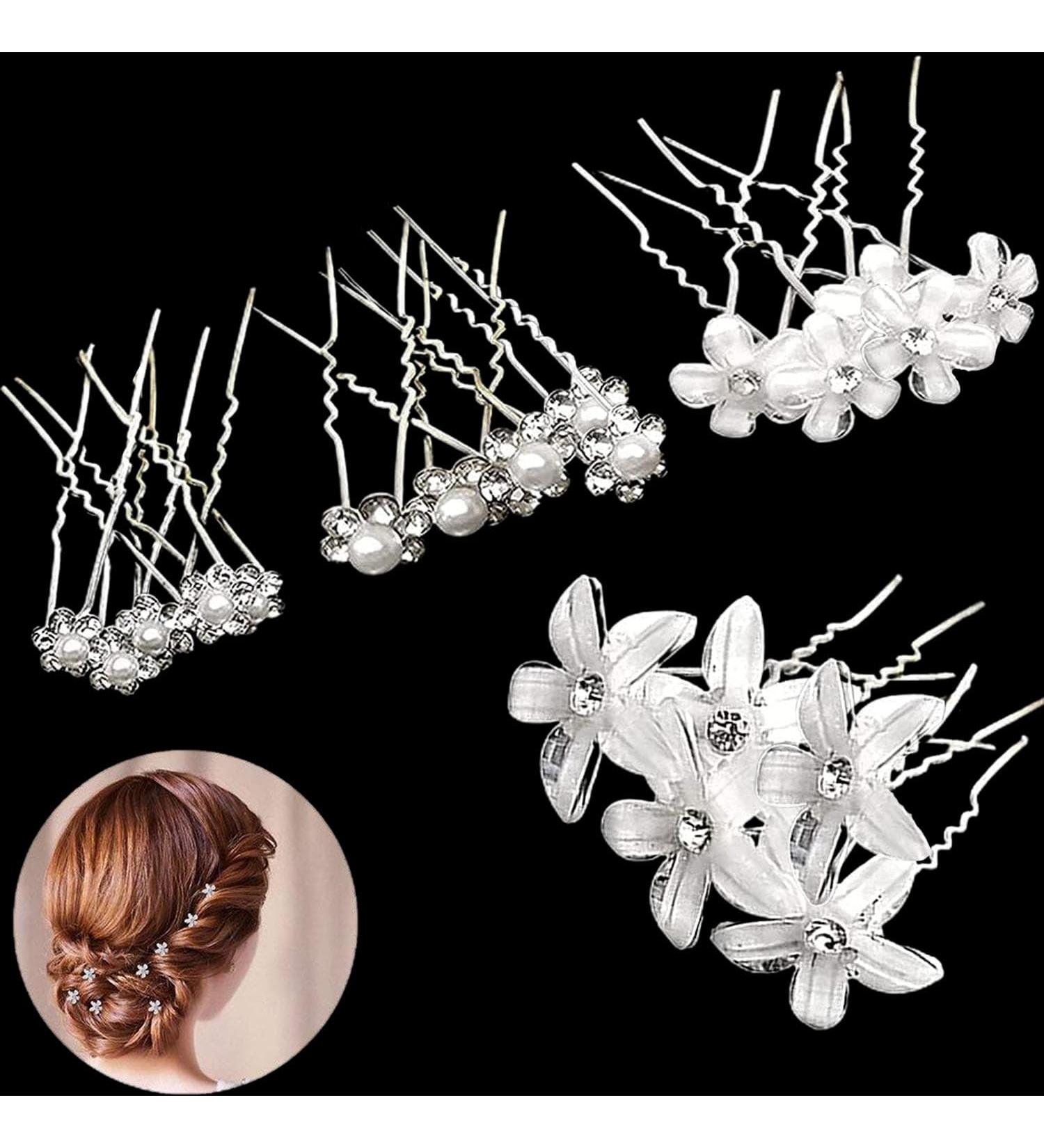 20PC Wedding Hairpins Set | Pearl & Diamond Bridal Hair Clips for Brides & Bridesmaids | Perfect for Bridal Hairstyles - Buy Online on GoSupps.com