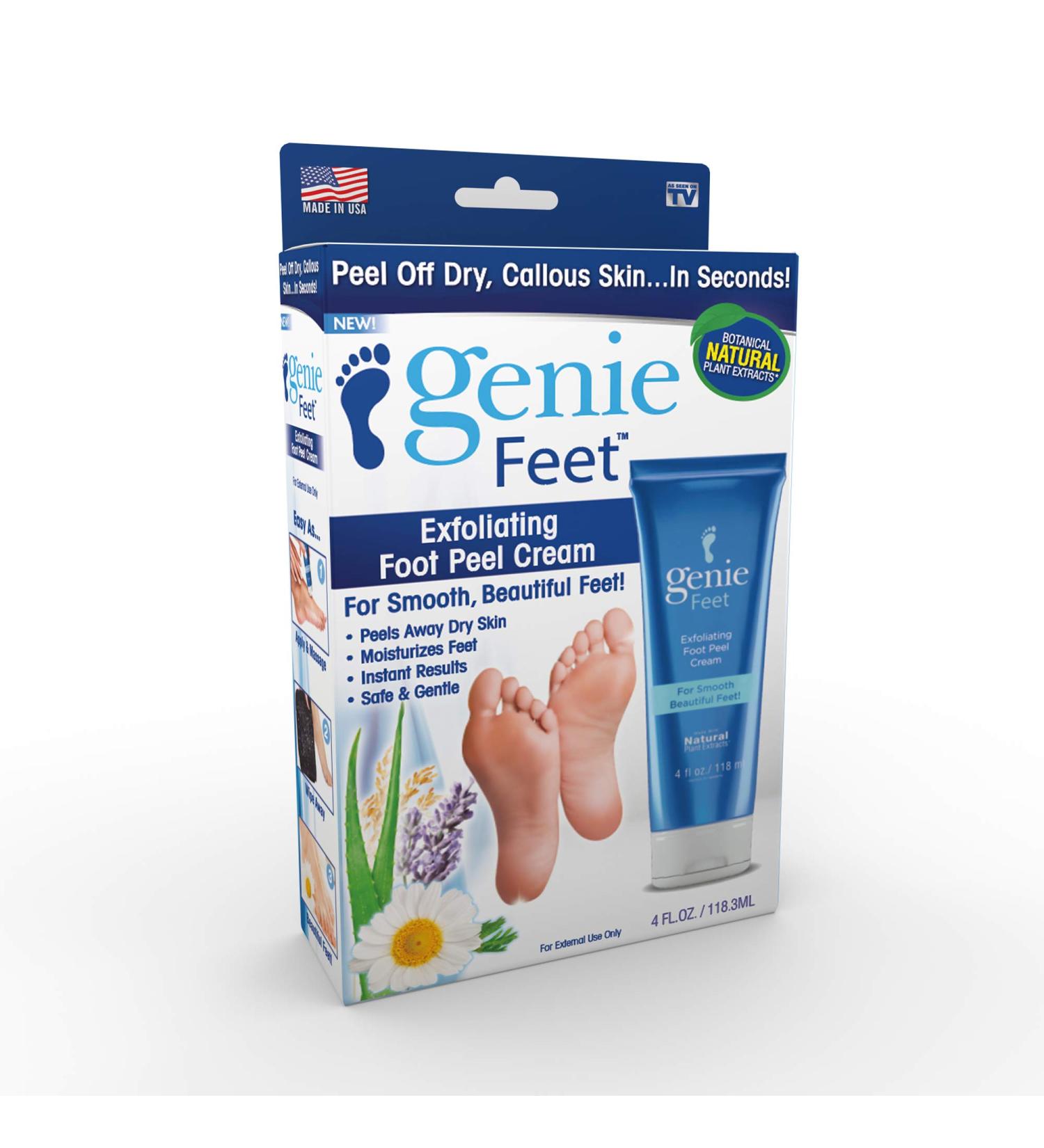 Ontel Genie Feet Exfoliating Foot Peel Cream - 4oz | Softens & Smooths Feet | Moisturizing Formula - Buy Online on GoSupps.com