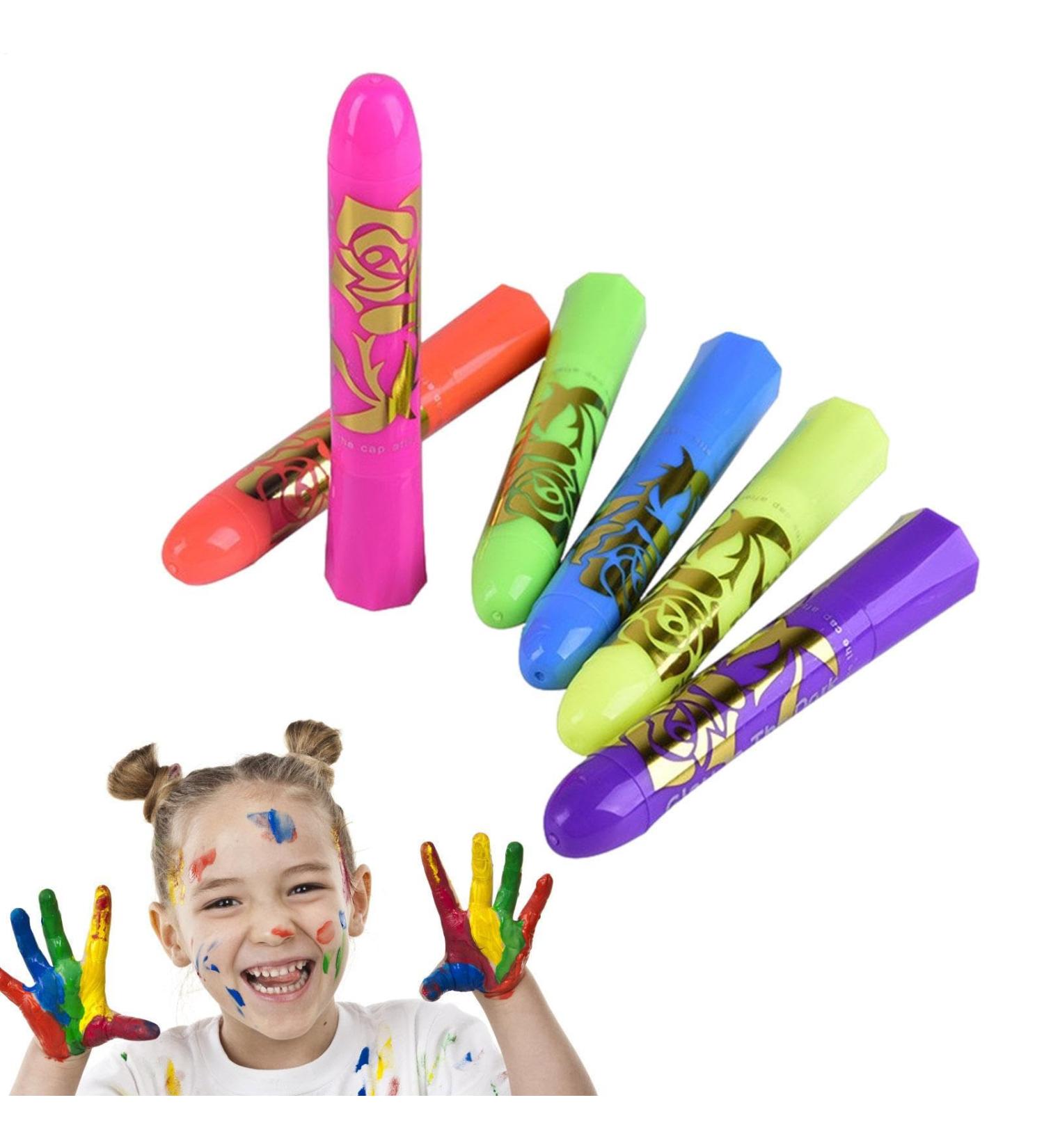 Neon Face Paint | Neon Face Makeup Washable Pencil Sticks for Outdoor Parties Adults Birthday Makeup Club Halloween Masquerade Ball - Buy Online on GoSupps.com