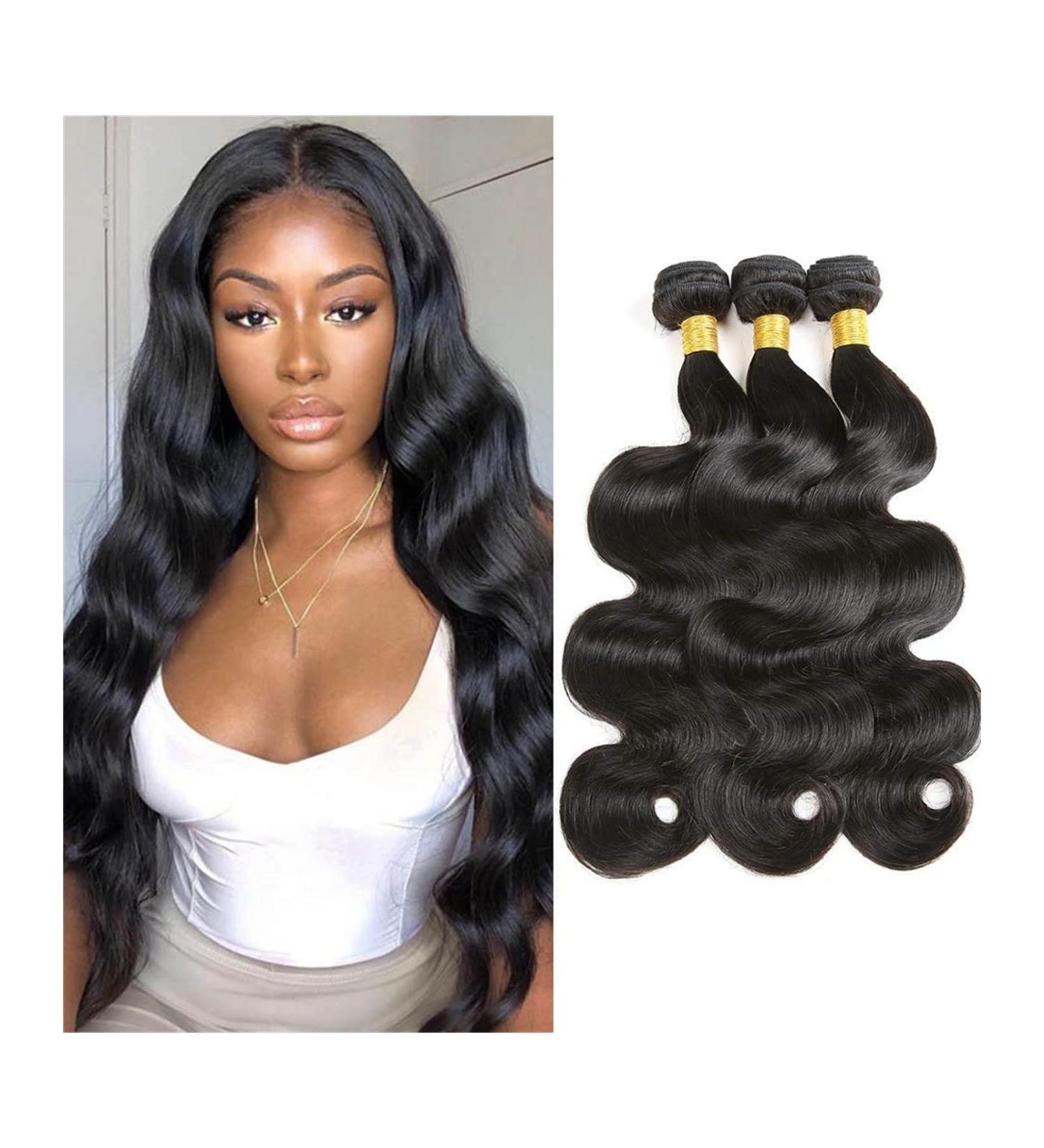 Tomyeus Brazilian Body Wave Remy Human Hair Extensions - 1 3 4 Bundles Natural Black - Unpassed 20 22 24 26 Inches - Buy Online on GoSupps.com