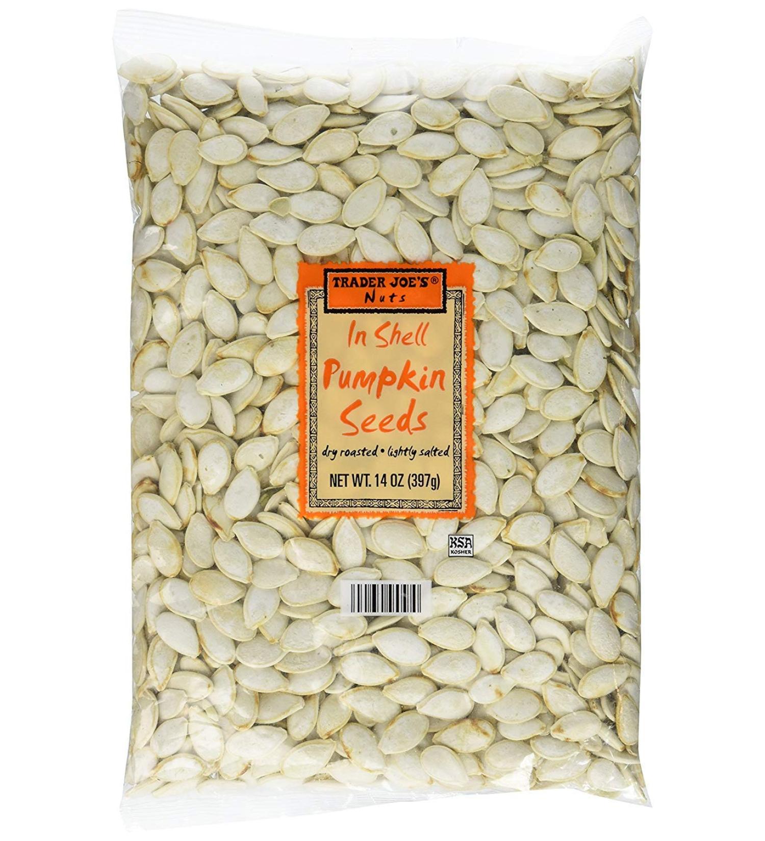 Trader Joe's In Shell Pumpkin Seeds Dry Roasted Lightly Salted 14 oz (Pack of 2)