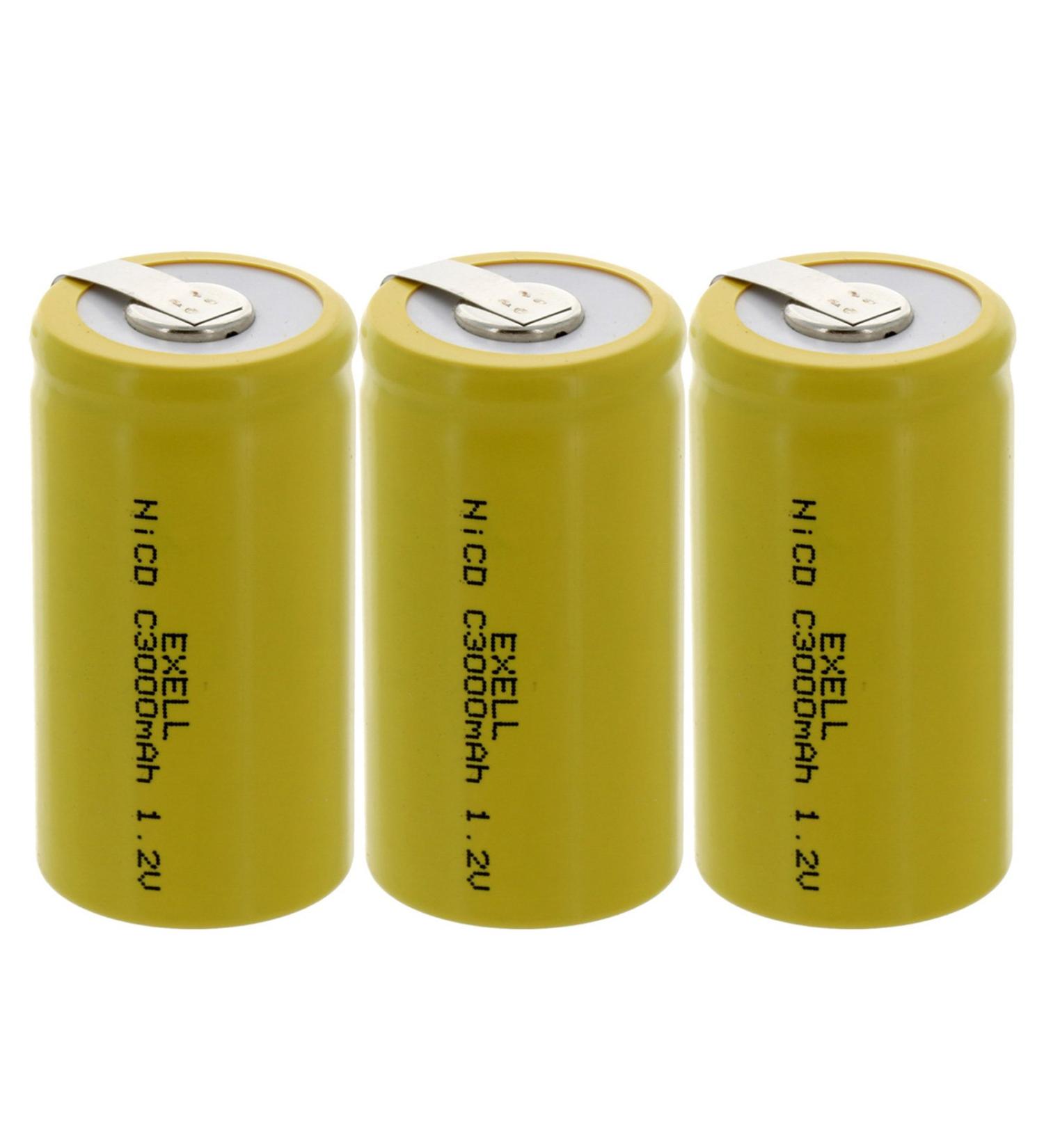 Buy 3x Exell C Size 1.2V 3000mAh NiCD Rechargeable Batteries - Ideal for Meters Radios Hybrid Cars & More | International Shipping Available - Buy Online on GoSupps.com