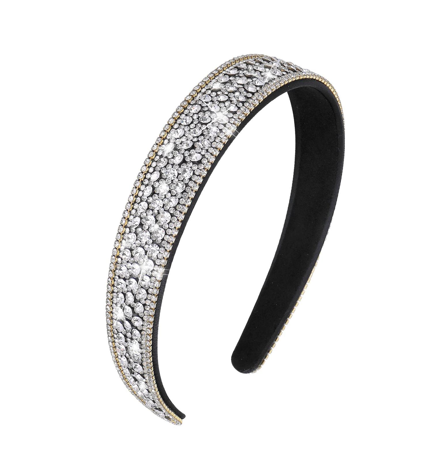 Sparkling Bling Black Headband for Women - Crystal Diamond Rhinestone Hair Accessories - Buy Online on GoSupps.com