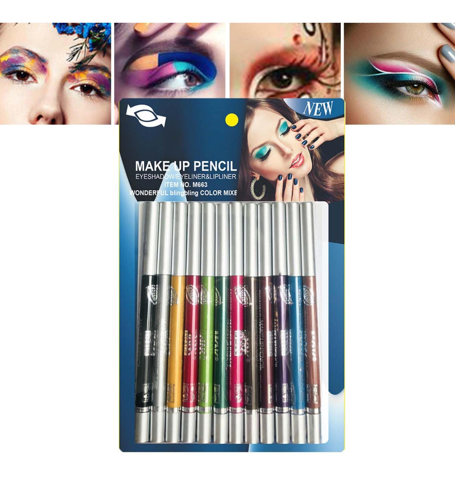  EONFAVE Eyeliner Pen 12 Colors Eyeshadow Waterproof and Smooth Cream Eye Pencil and Eyeliner Pencil - Buy Online on GoSupps.com