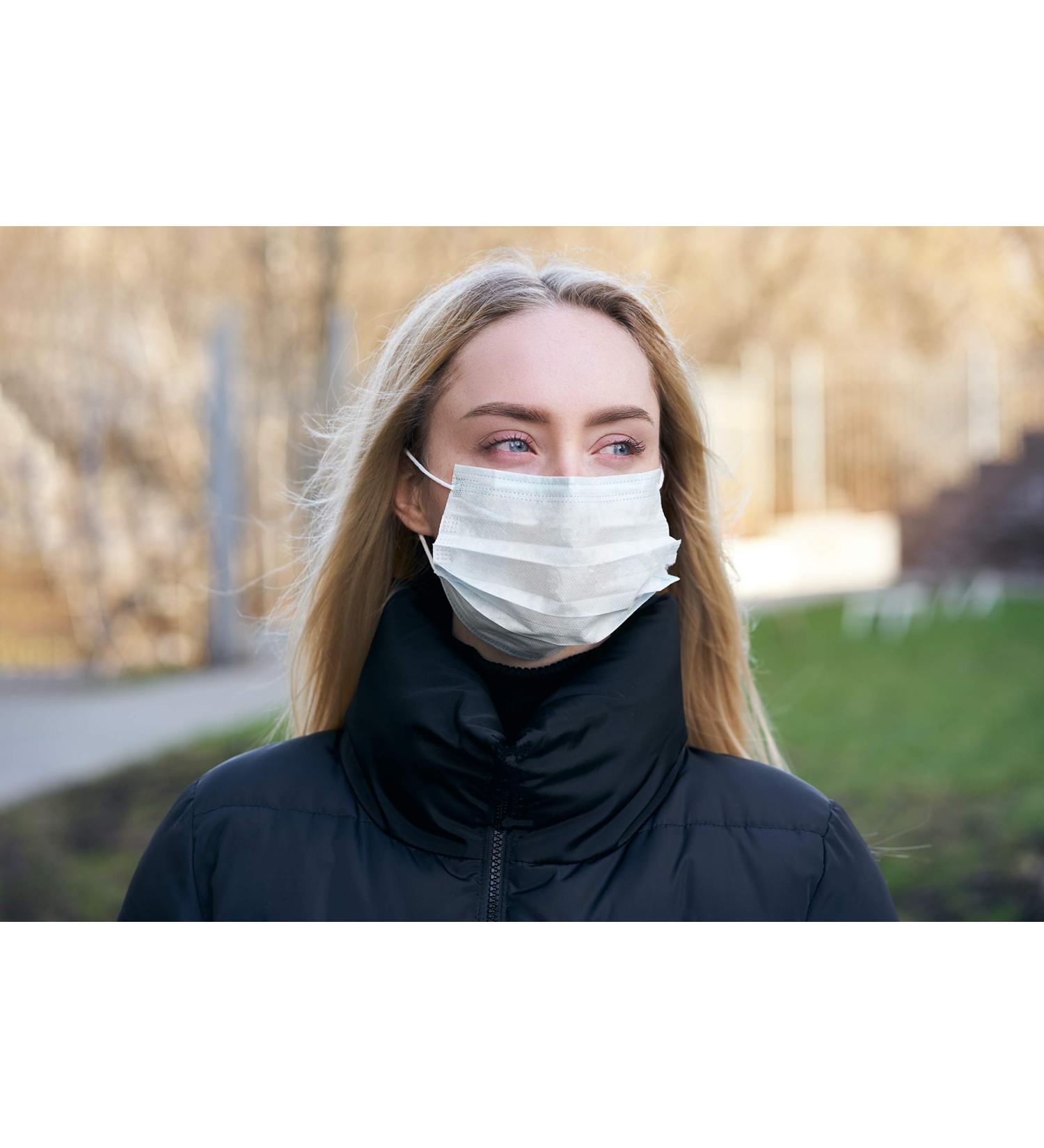 HERO LIFE 3 Ply Safety Disposable Face Masks Made in USA - Box of 50 - Fog Resistant Breathable Non-Woven Mouth Cover - Buy Online on GoSupps.com
