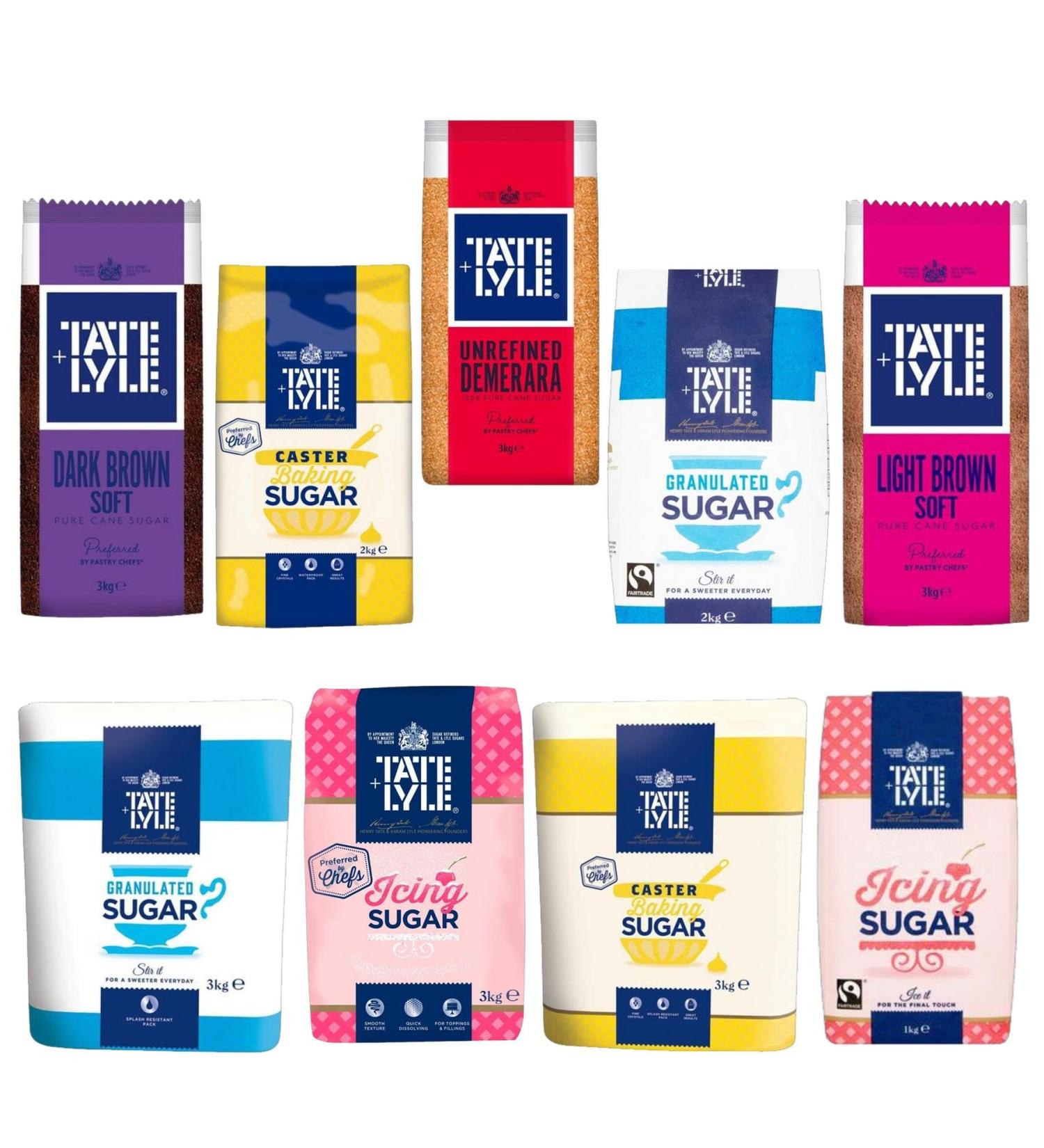 Tate & Lyle Sugar Pick N Mix - Choose From 9 Flavours | Caster Dark Soft Brown Demerara Fairtrade-Granulated Fairtrade Icing Granulated Light Soft Brown & Cane Sugar-Icing - Pack of 4 1 count (Pack of 4) - Buy Online on GoSupps.com