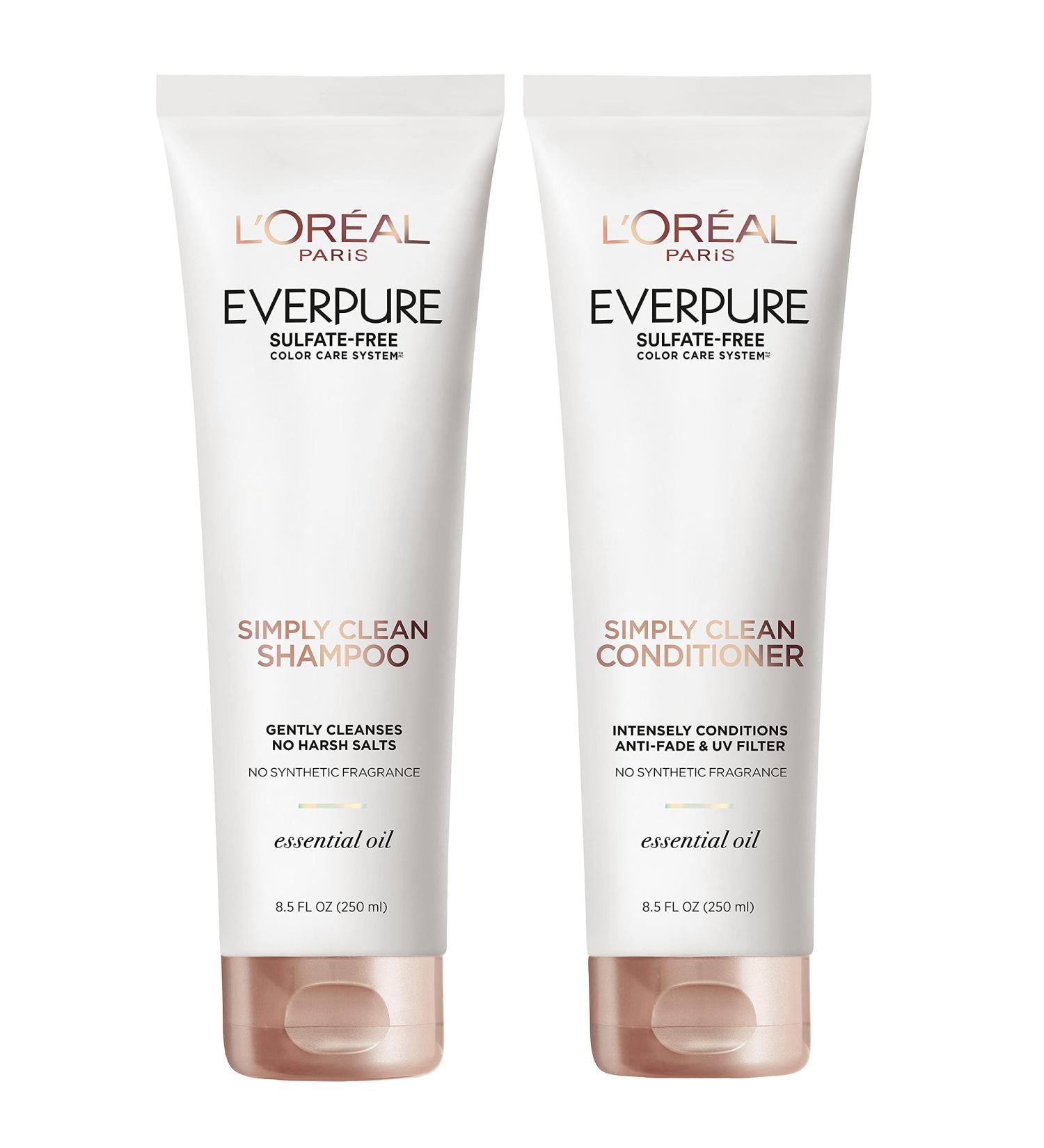L'Oreal Paris EverPure Sulfate Free Simply Clean Shampoo and Conditioner Set - Rosemary Essential Oils - Hydrating Hair Care - 1 Kit - Buy Online on GoSupps.com