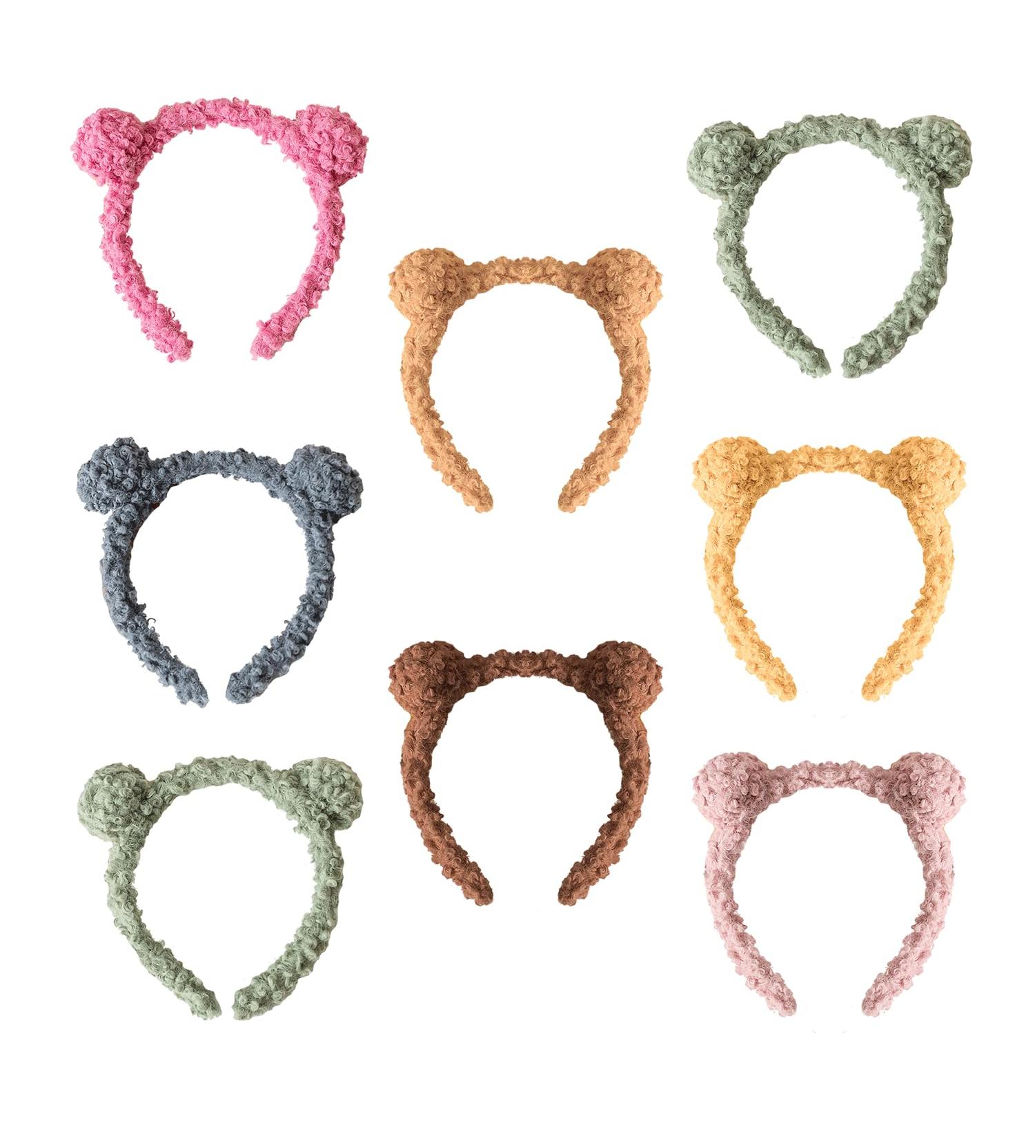 RmKbe 8 Pieces Bear Ears Headbands Cute Makeup Hairbands Fluffy Hair Hoops Party Costume Decoration Headband for Women Girls - Buy Online on GoSupps.com