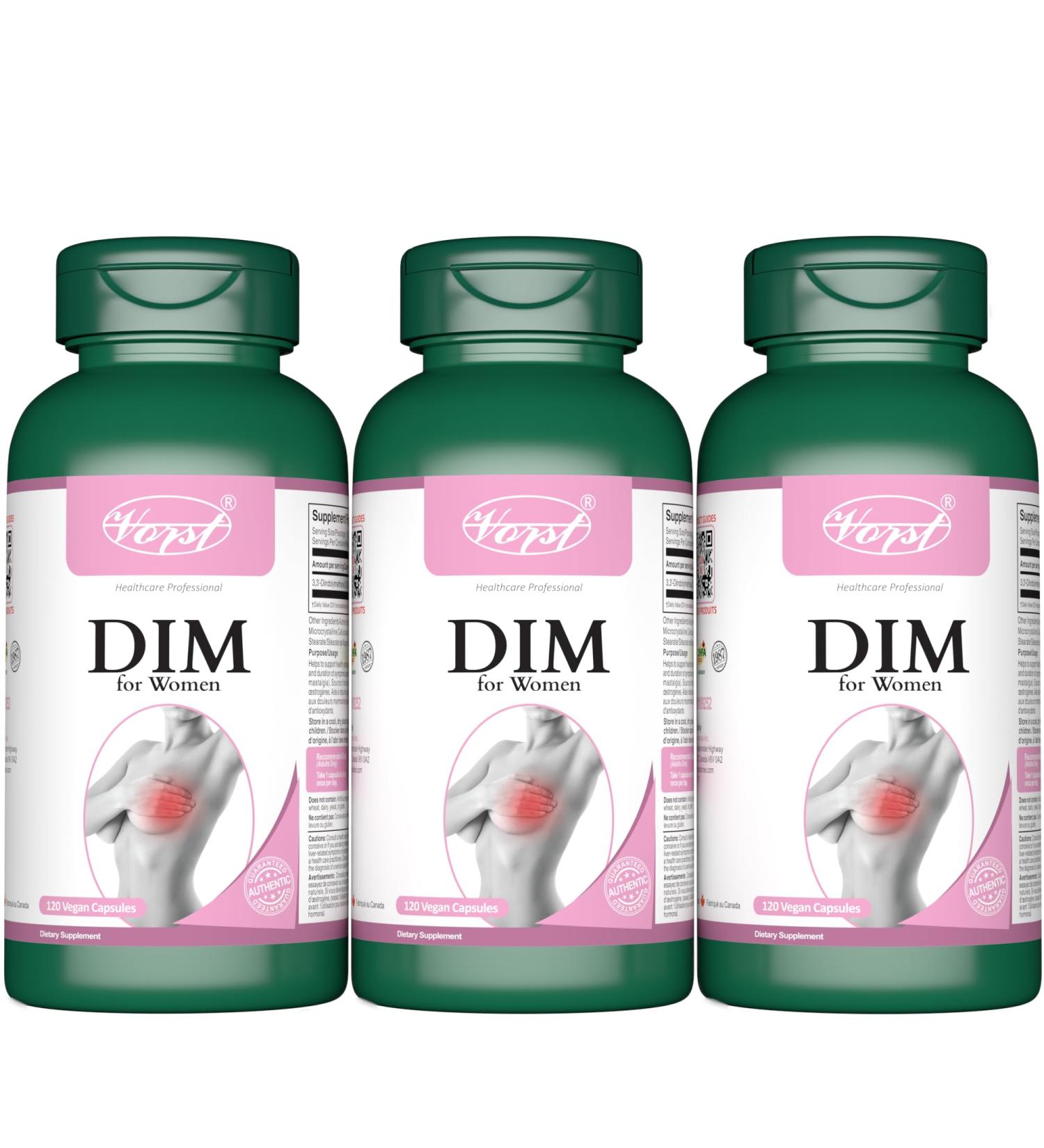 VORST Dim for Women 3 x 120 Vegan Capsules | Estrogen Balance | 3 Bottles 360 count (Pack of 1) - Buy Online on GoSupps.com