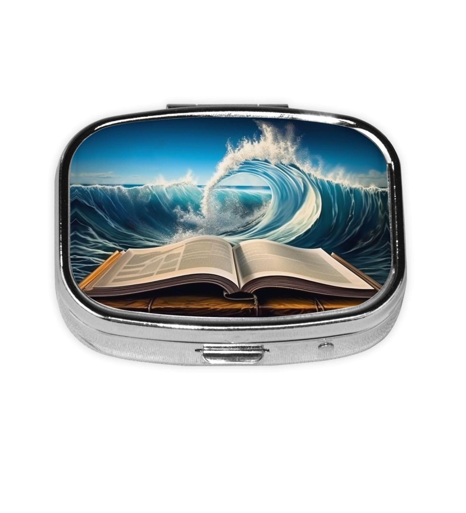 Buy Wave Printed Small Pill Case - 2 Compartment Travel Pill Organizer & Cute Pill Box for Pocket & Purse - Buy Online on GoSupps.com