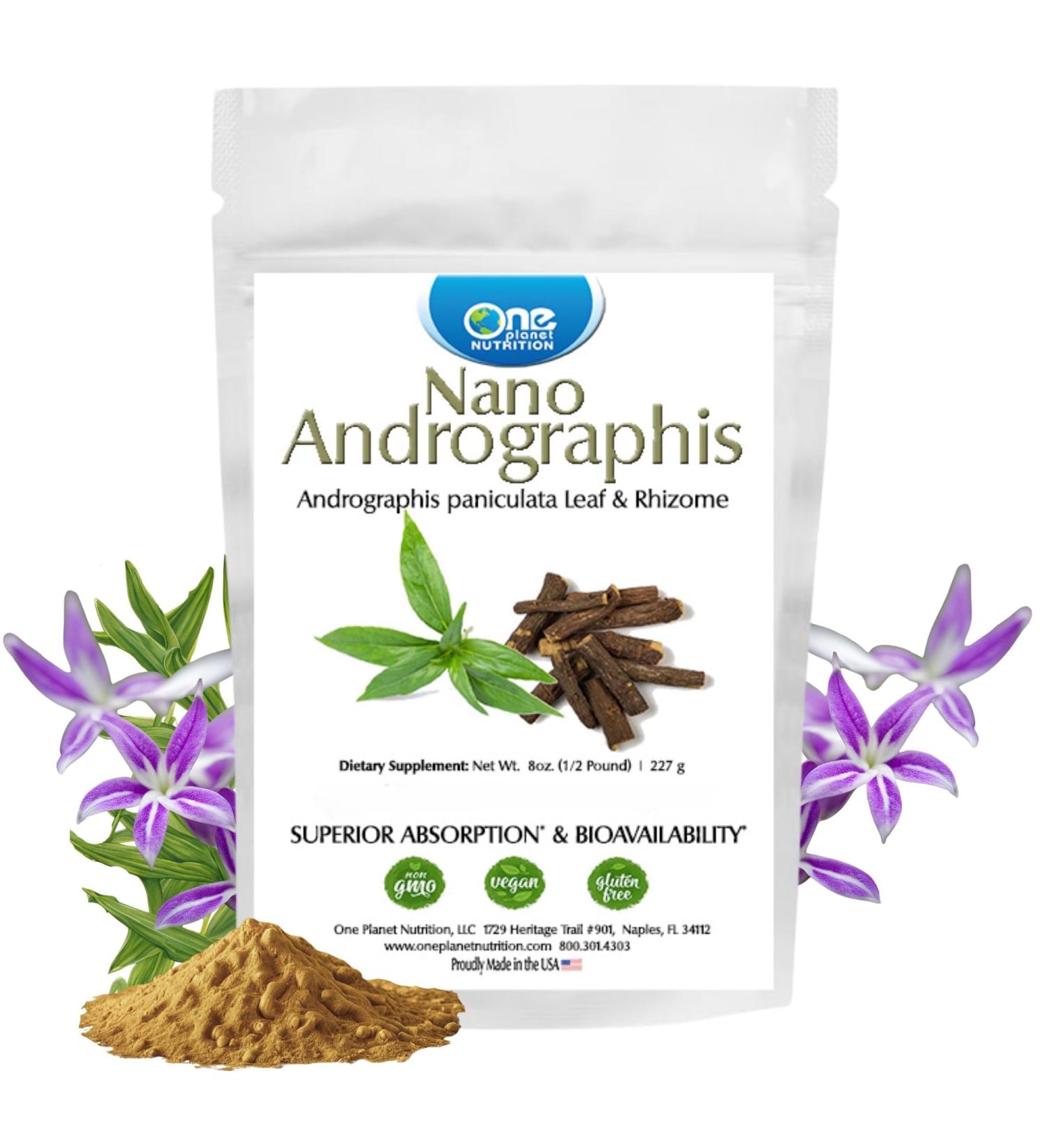 One Planet Nutrition Nano Andrographis Powder 8 oz (227 Servings) - Nano-Particle Size Andrographis Extract - Supports Overall Wellness - Non-GMO Vegan Gluten-Free