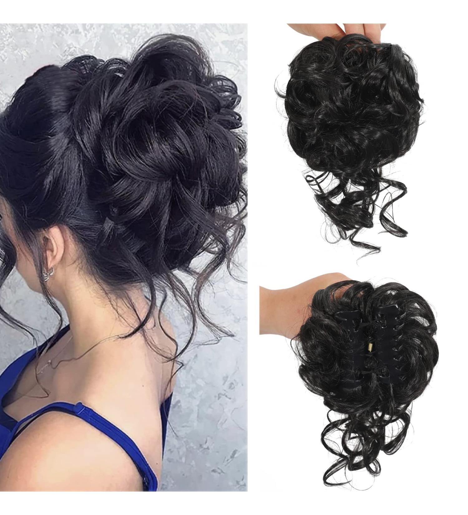 Claw Messy Bun Hair Piece Clip w/ Wavy Curly Chignon - Buy Online on GoSupps.com