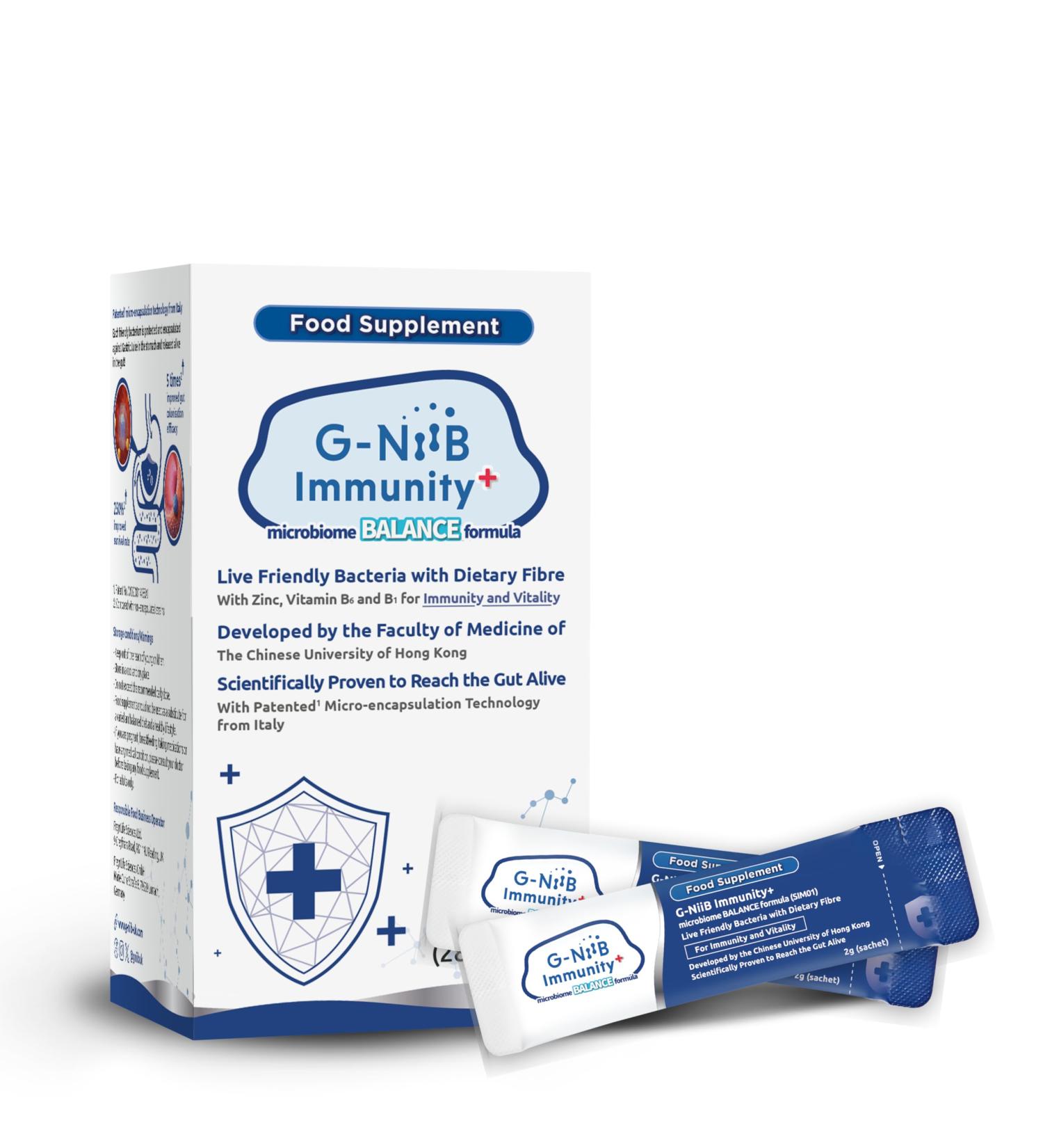 GNiiB GenieBiome GNiiB Immunity+ Formula Microbiome Balance SIM01 fiber resistant dextrin XOS and polydex rose zinc and vitamins B6 B1 - Buy Online on GoSupps.com