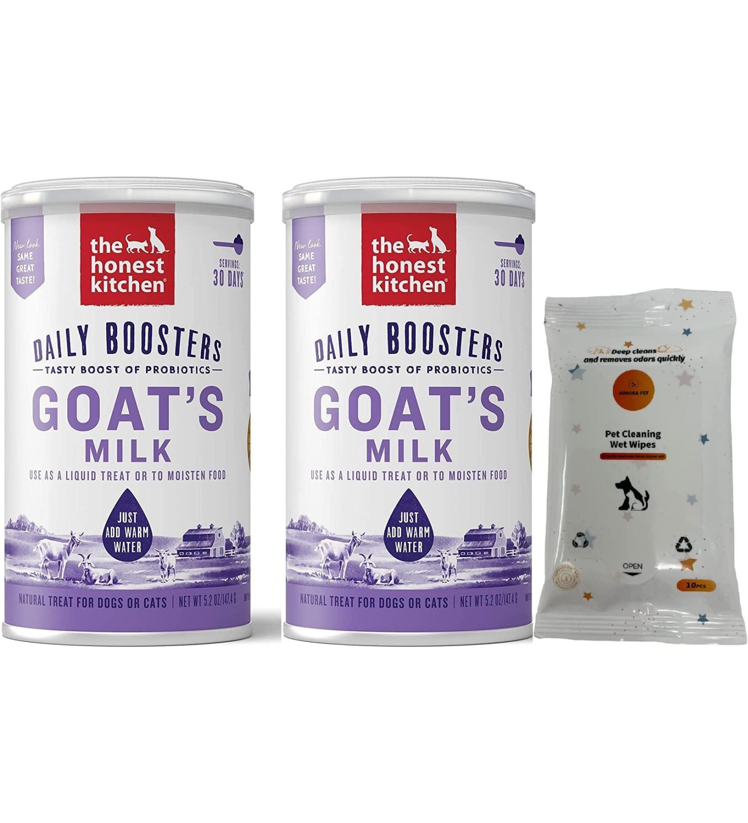 Aurora Pet Bundle Pack (2) The Honest Kitchen Human Grade Instant Goat's Milk with Probiotics Plus AuroraPet Wipes (10 ct) - Buy Online on GoSupps.com