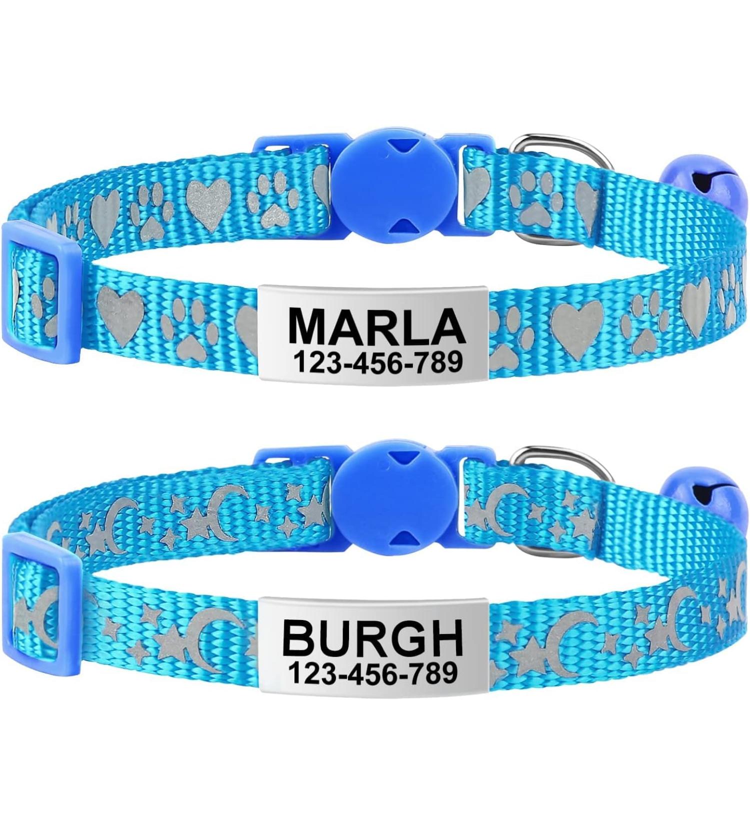 Tagme Cat Neck Band - Reflective 2-Pack with Name/Address Shield for Cats & Puppies | Sky Blue 18-28 cm - Buy Online on GoSupps.com