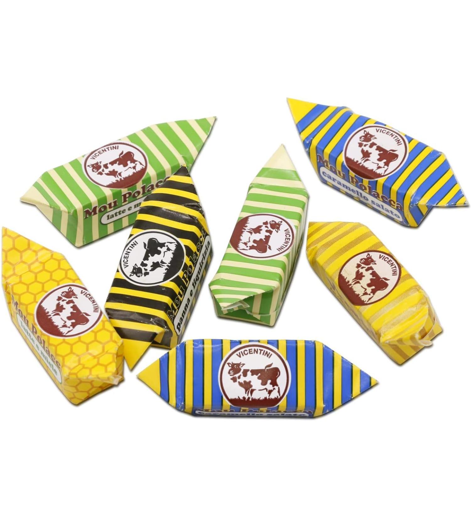 Casa del Fruttino Polish Soft Candy Assortment 1 kg - Polish cow soft candies in the following flavors: Traditional Milk Milk & Honey Cream & Liquorice Mint & Liquorizia