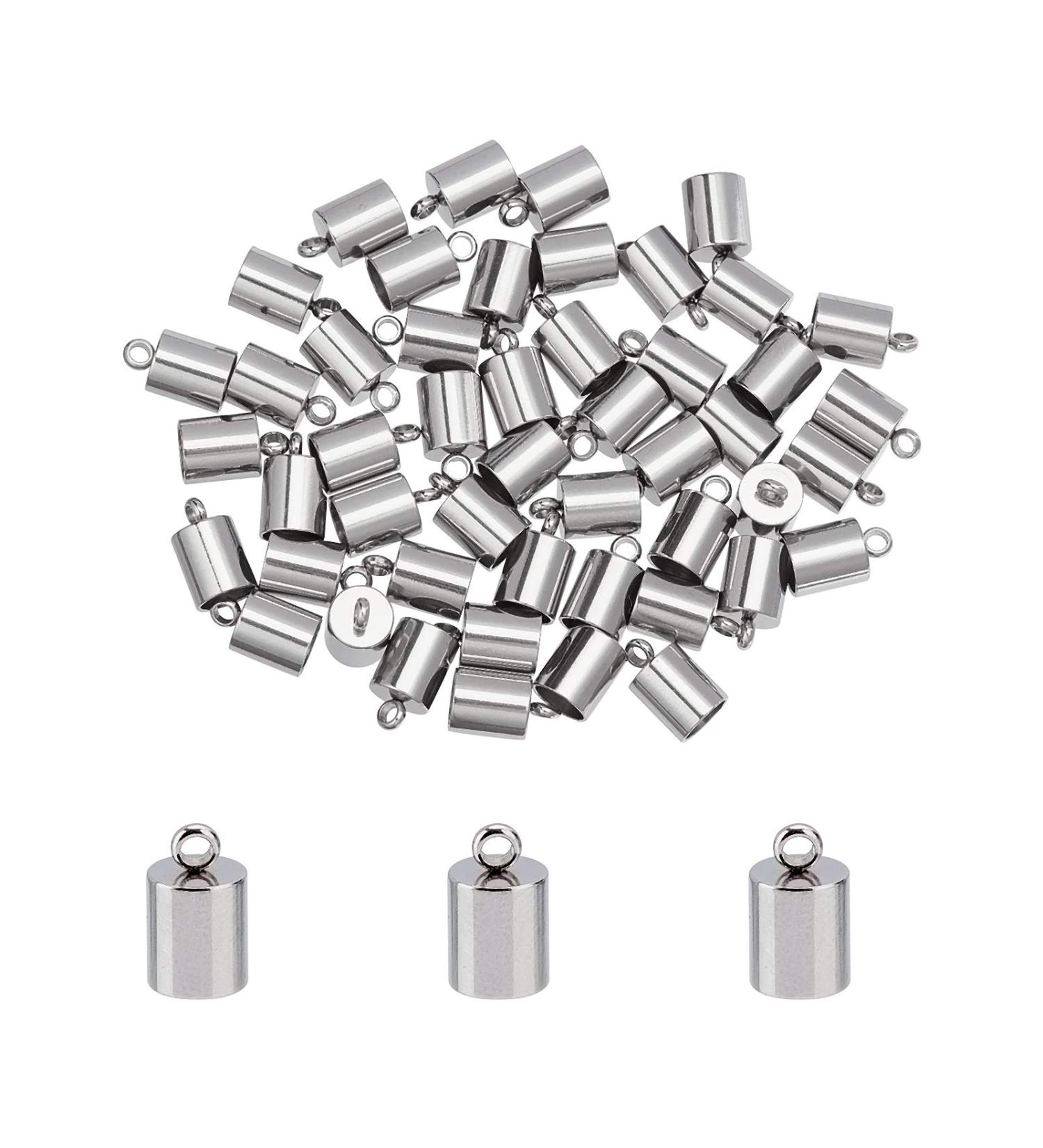 UNICRAFTALE 50pcs Stainless Steel Cord End Caps - 5mm Inner Diameter Smooth Terminators for Jewelry Making - Stainless Steel Color - Buy Online on GoSupps.com