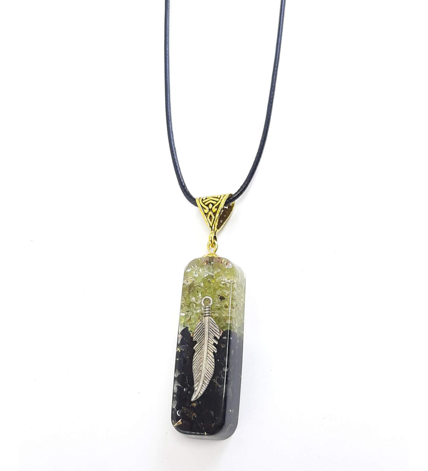 Buy Energy Peridot Crystal & Black Tourmaline Orgonite Pipe Pendant | Flying Logo Design | Global Shipping Available - Buy Online on GoSupps.com