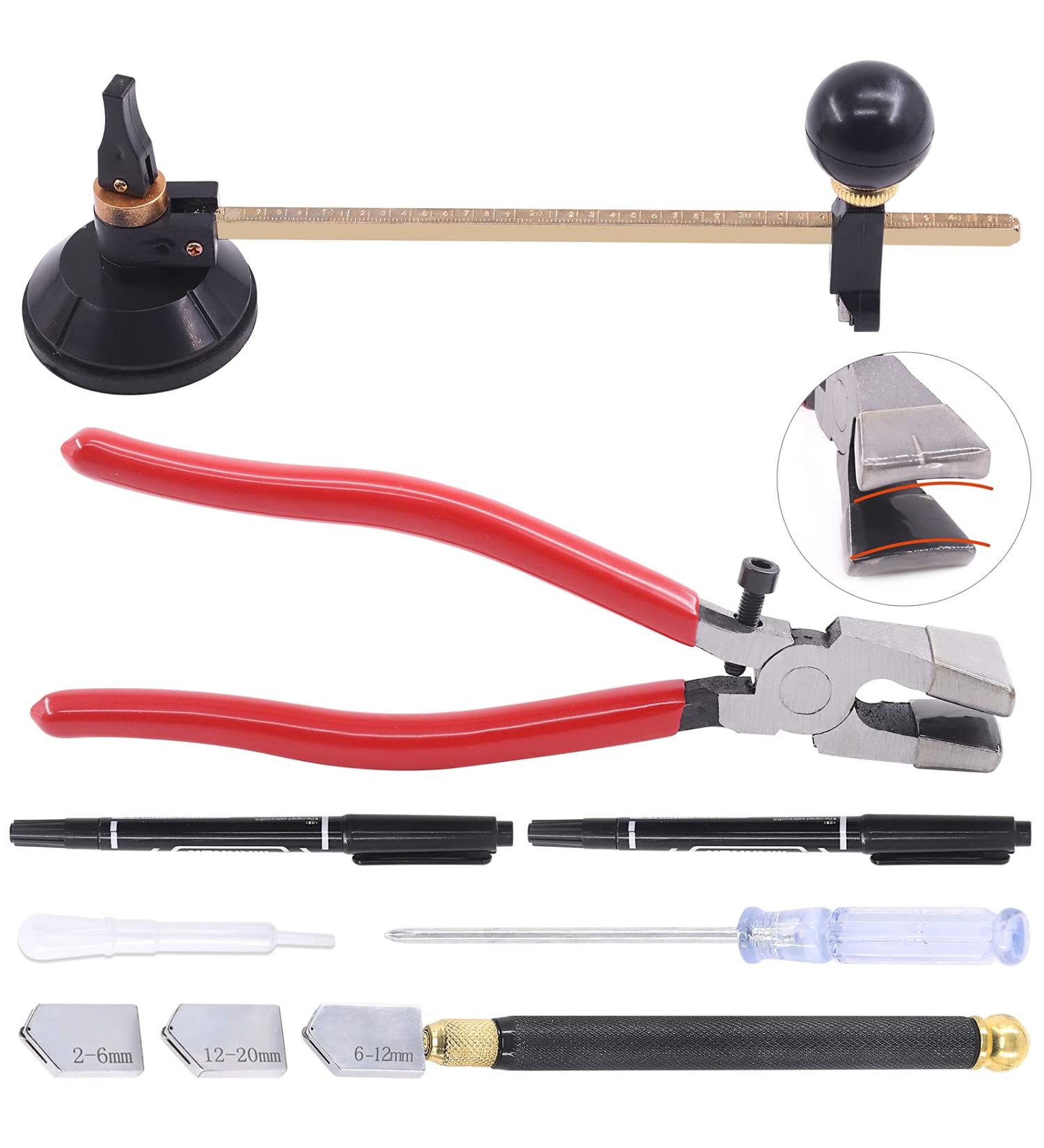 Tanstic 5Pcs 40cm Adjustable Circular Glass Cutter Set with Suction Cup for Precision Glass Cutting - Buy Online on GoSupps.com