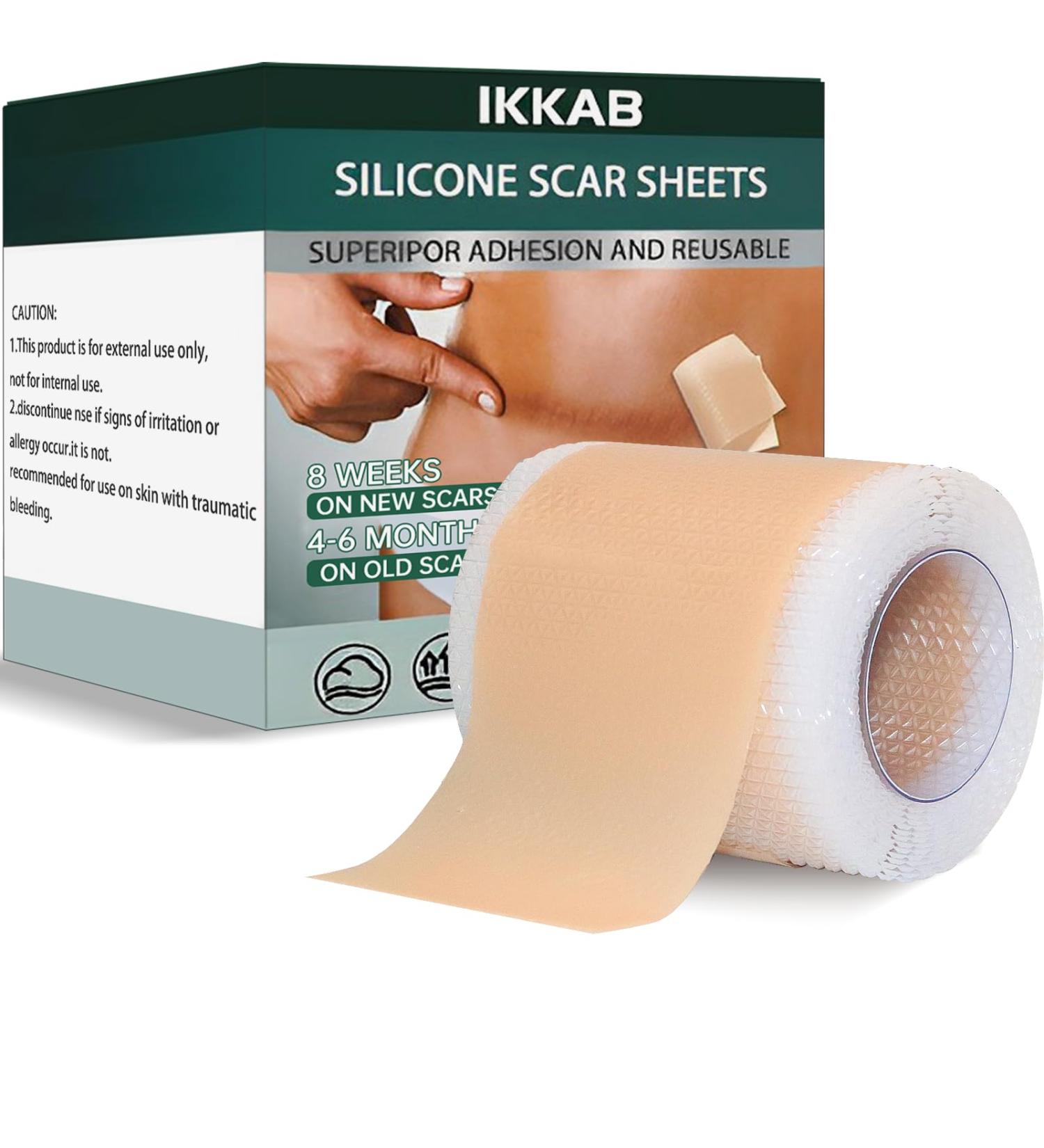 Silicone Scar Sheets Silicone Scar Tape for Surgical Scars Reusable and Effective Scar Removal Sheets for Surgical Scars Healing Keloid C-Section Tummy Tuck(1.6" x 60" Roll)