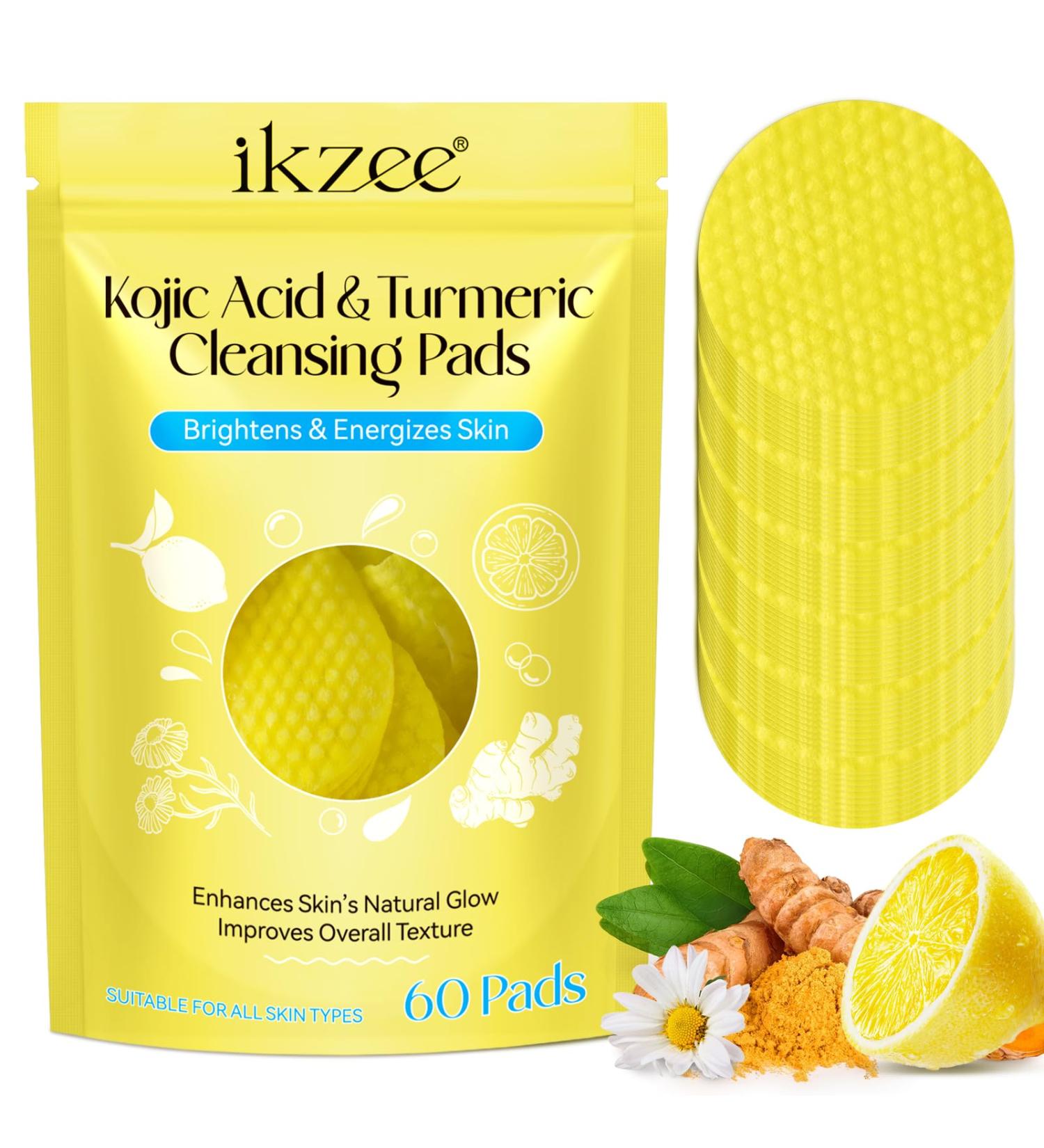 Turmeric Cleansing Pads for Dark Spots & Kojic Acid - 60 Count | Brightening Face Essentials - Buy Online on GoSupps.com