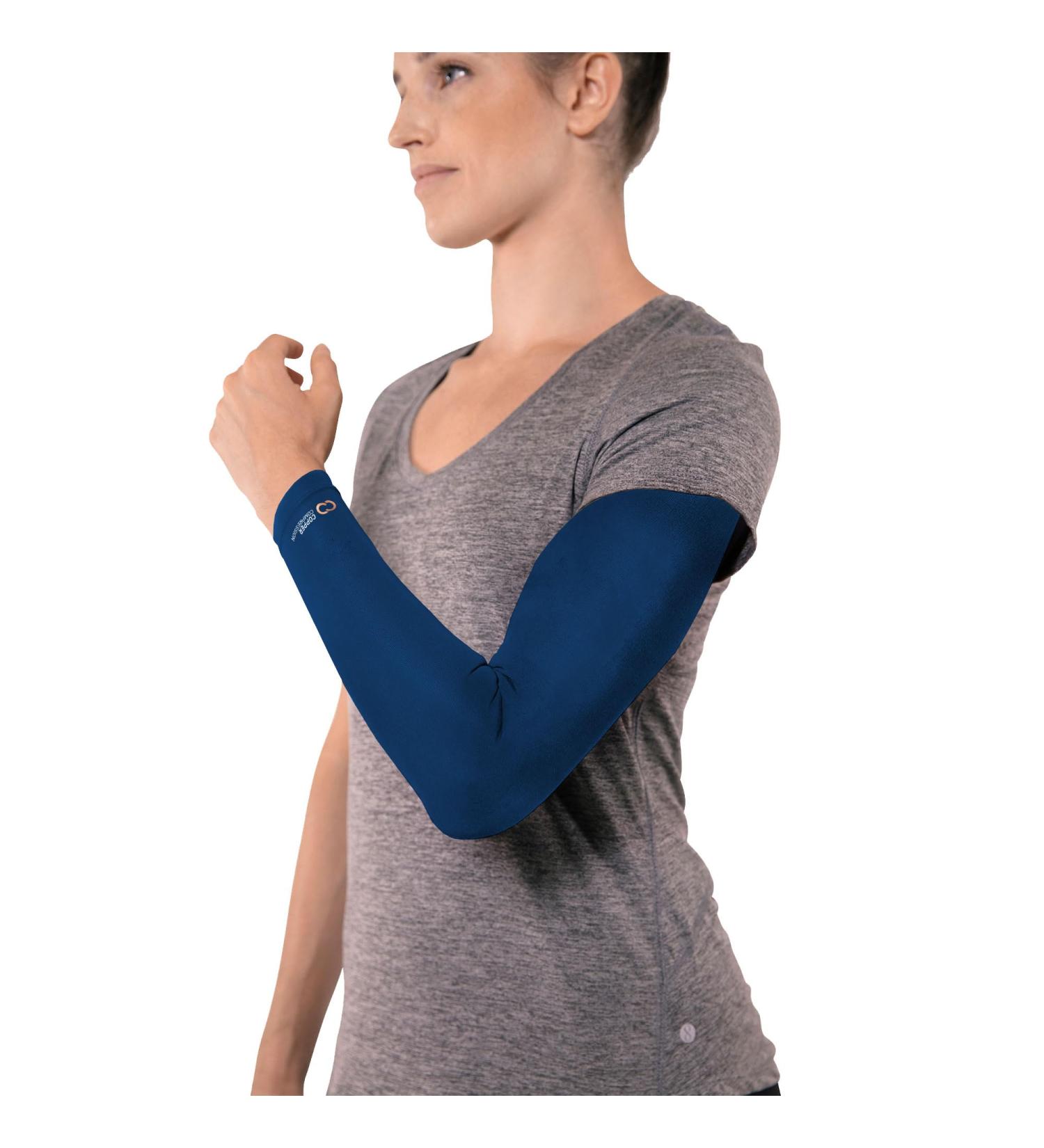 Buy Copper Compression Arm Sleeve - Infused Brace for Tennis Elbow Arthritis Tendonitis - Navy Medium - International Shipping Available - Buy Online on GoSupps.com