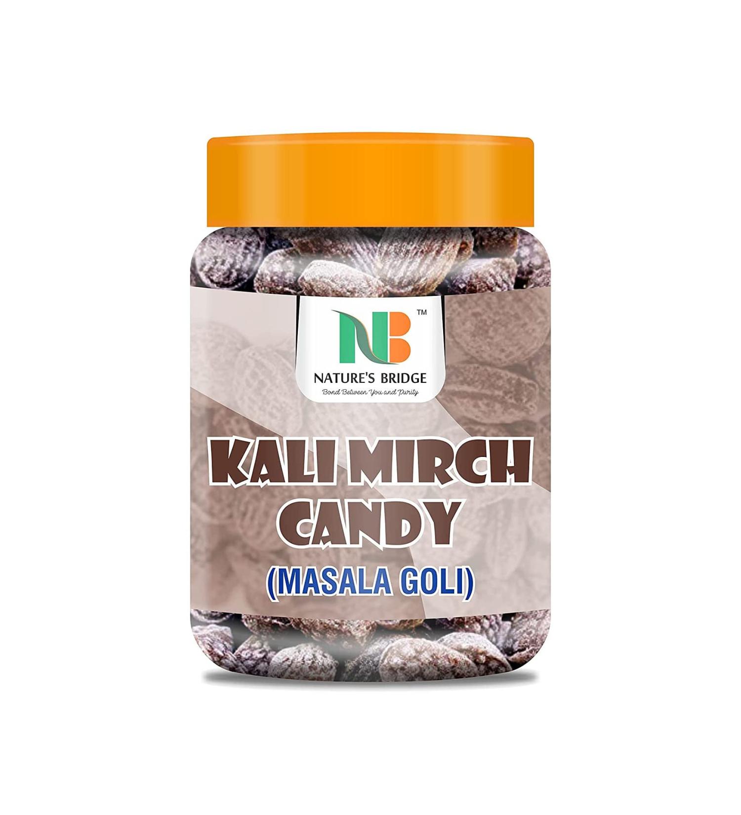 Nature's Bridge Kalimirch Candy I Black Pepper Candy I Masala Candy I Sweet and Juicy Masala Goli I Sweet Hard Candy with Pack of 400 Gm Jar Pack_Packing May Vary