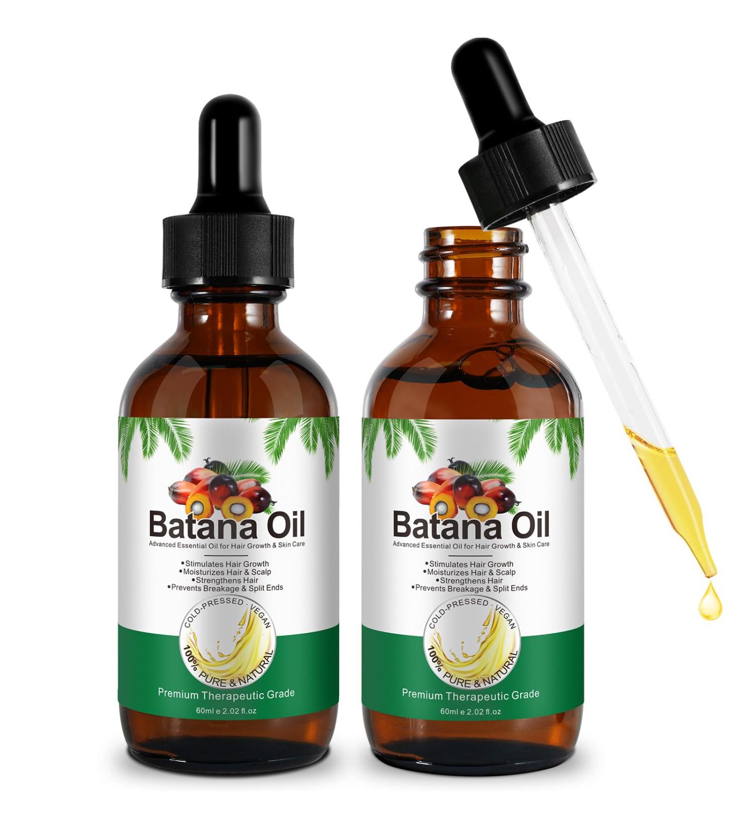 Batana Oil 60ml Huile de Batana Pour Cheveux Sourcils et Cils Am liore l' clat des cheveux et de la peau Favorise Une Croissance Saine Des Cheveux (2 bouteilles) 60 ml (Lot de 2) - Buy Online on GoSupps.com