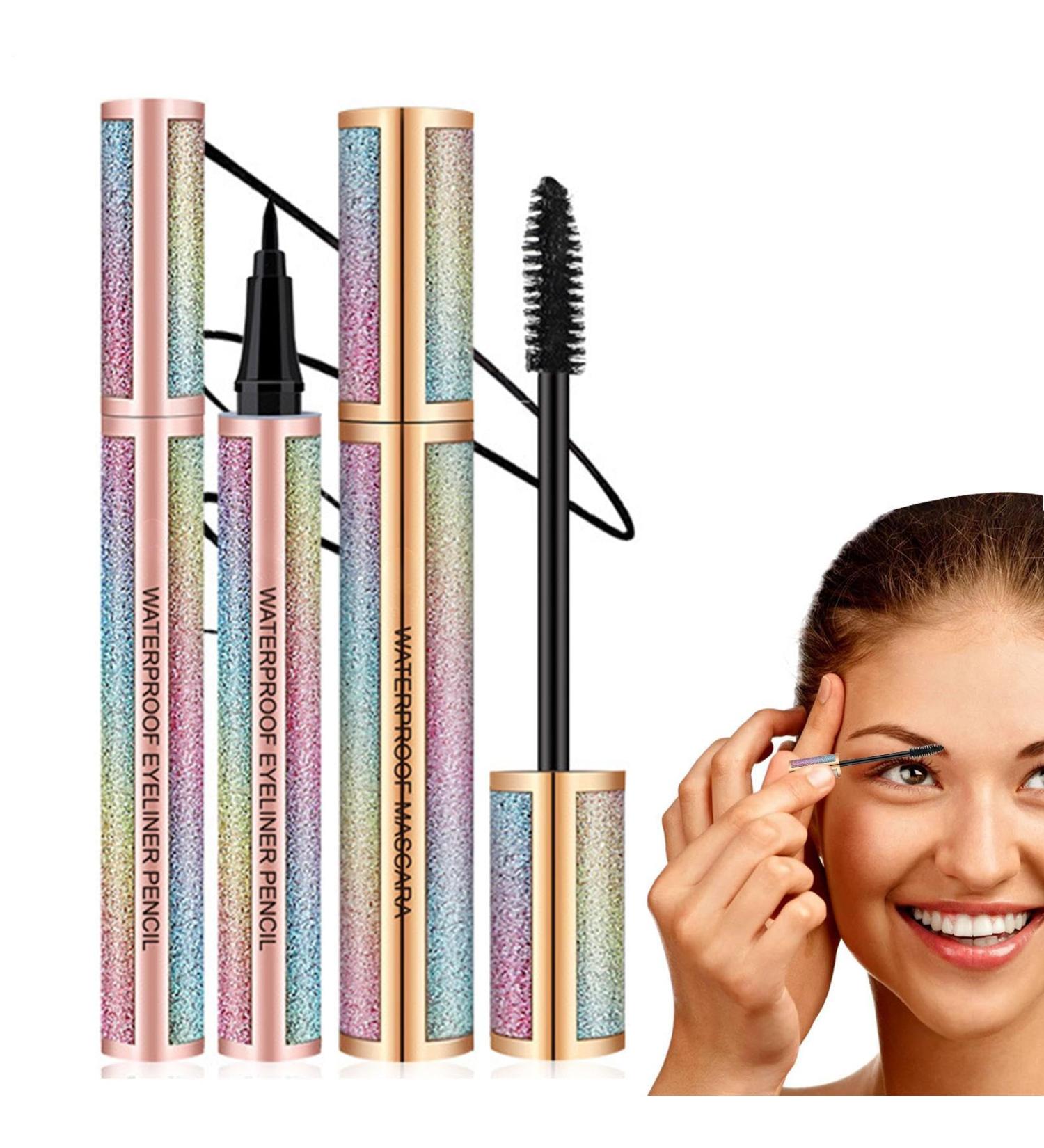 Mascara and Eyeliner Set | 4D Anti-Clump Liquid Ink Primer Thicker Voluminous Lashes for Women and Girls Perfect for Dates and Vacations Cosmetics - Buy Online on GoSupps.com