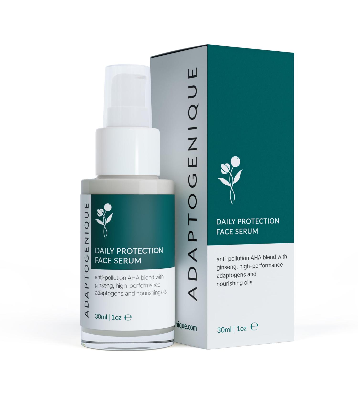 Adaptogenique Daily Protection Face Serum Powerful Multi-Functional Treatment: Protects from Pollution Fights Wrinkles Brightens & Hydrates | With Natural AHA Adaptogens and Nourishing Oils | 30ML - Buy Online on GoSupps.com
