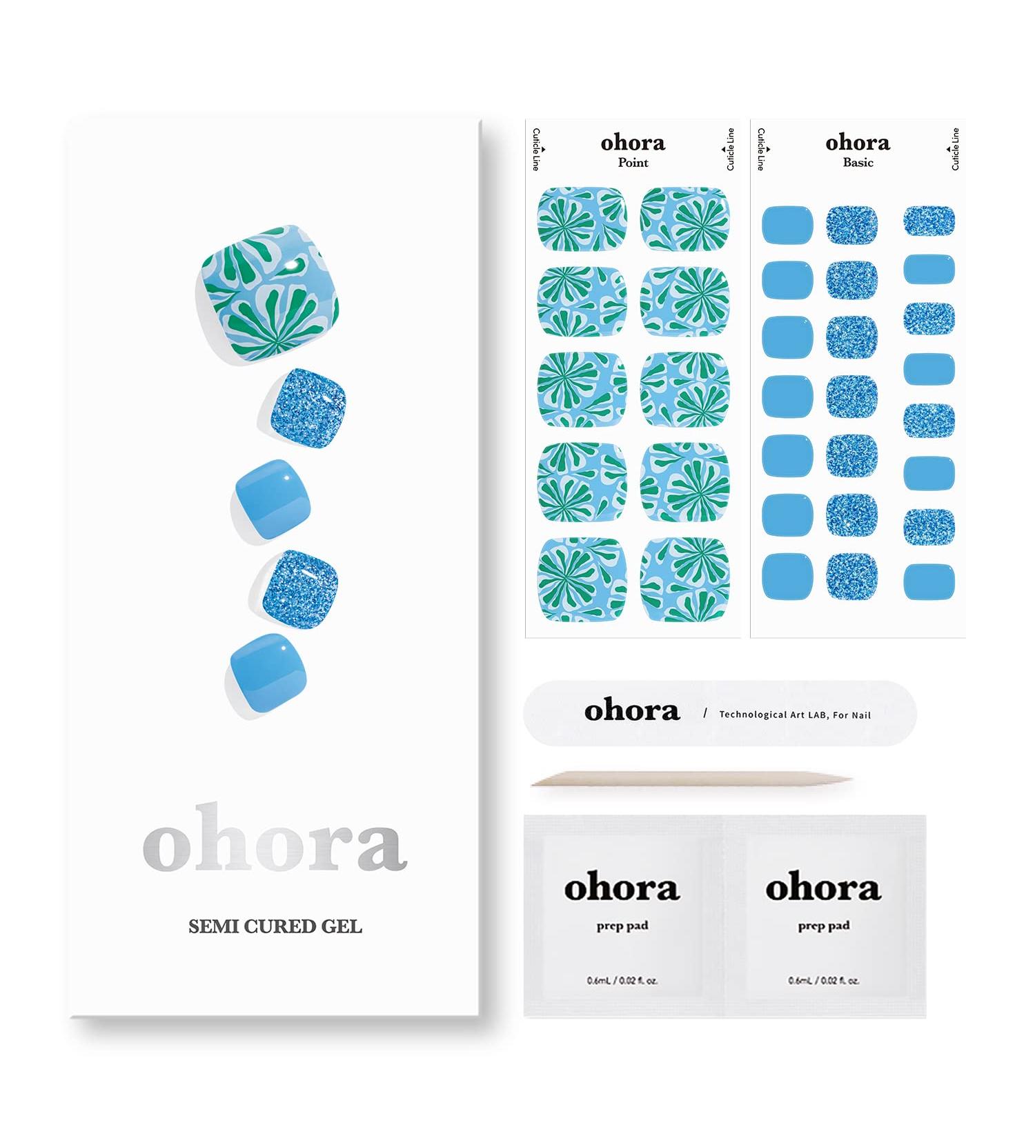 ohora Semi Cured Gel Pedi Strips - Salon-Quality, Long Lasting, Easy Application - Works with Any Pedi Lamps - Includes Prep Pads, Pedi File & Wooden Stick - Buy Online on GoSupps.com
