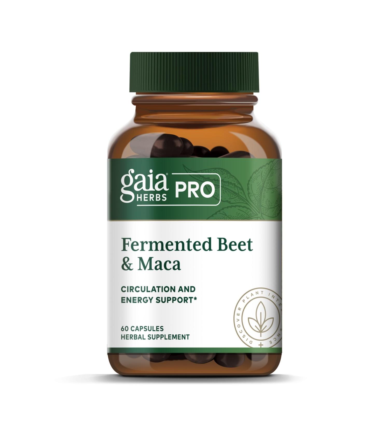 GAIA HERBS PRO Fermented Beet & Maca - Healthy Energy & Circulation Support Supplement* - Kidney Health Supplement with Beet & Carrot Root - Vegan Gluten-Free Soy-Free - 60 Capsules (30 Servings) - Buy Online on GoSupps.com
